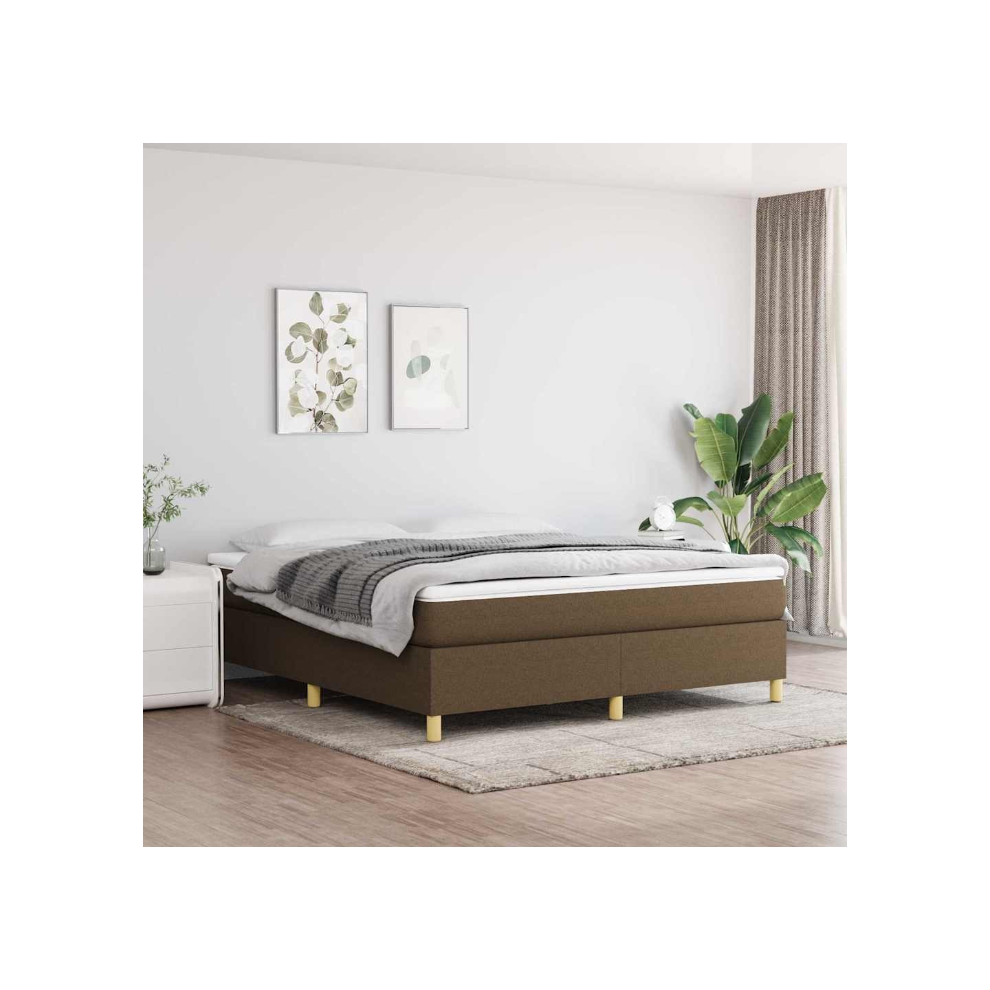 Sommier à lattes de lit avec matelas Marron foncé 180x200 cm