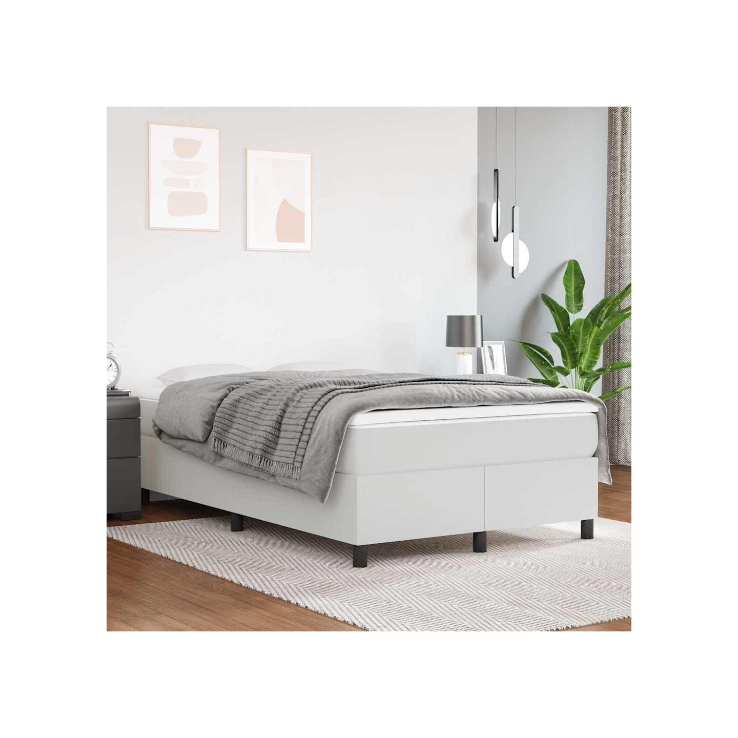 Sommier à lattes de lit avec matelas Blanc 120x200cm Similicuir