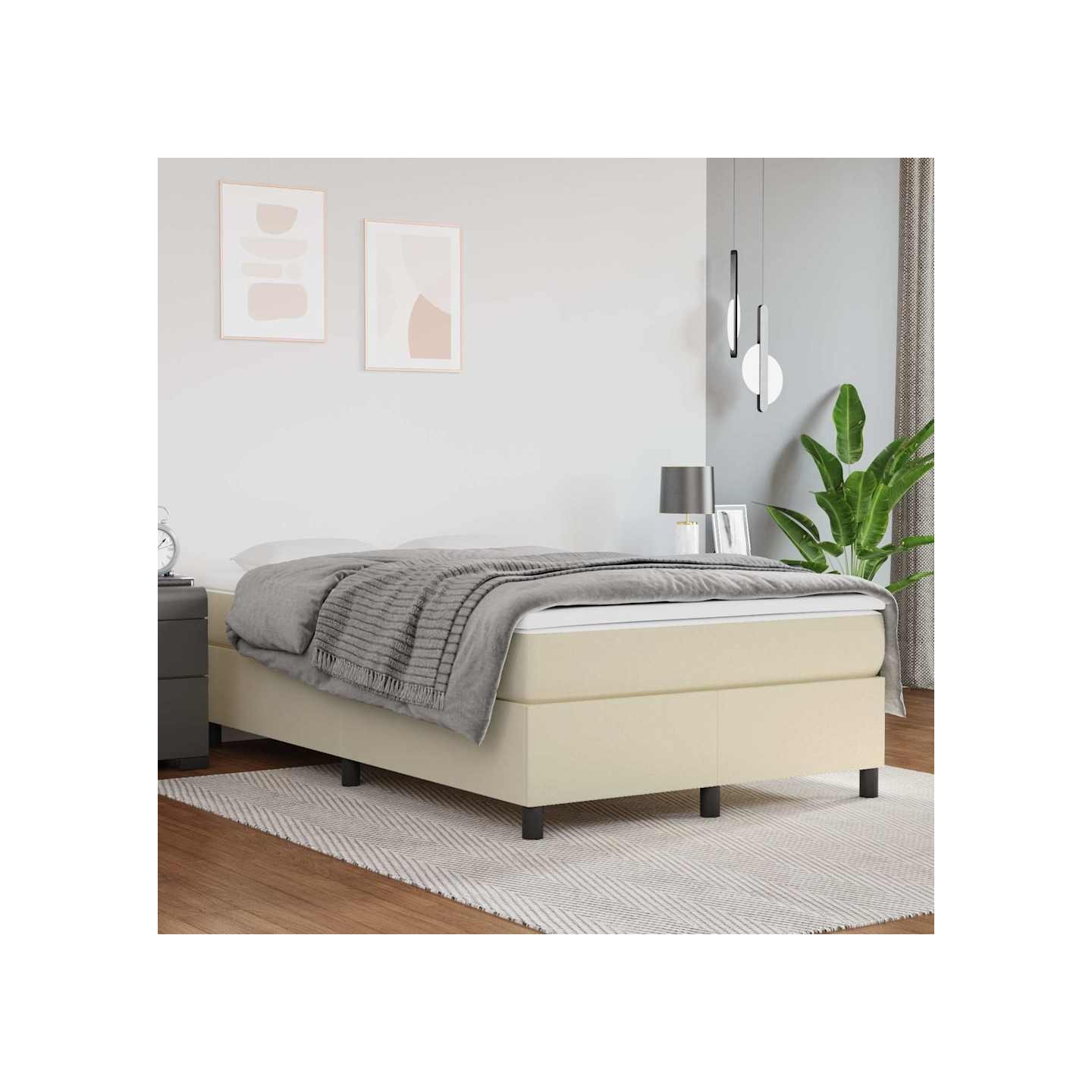 Sommier à lattes de lit avec matelas Crème 120x200cm Similicuir