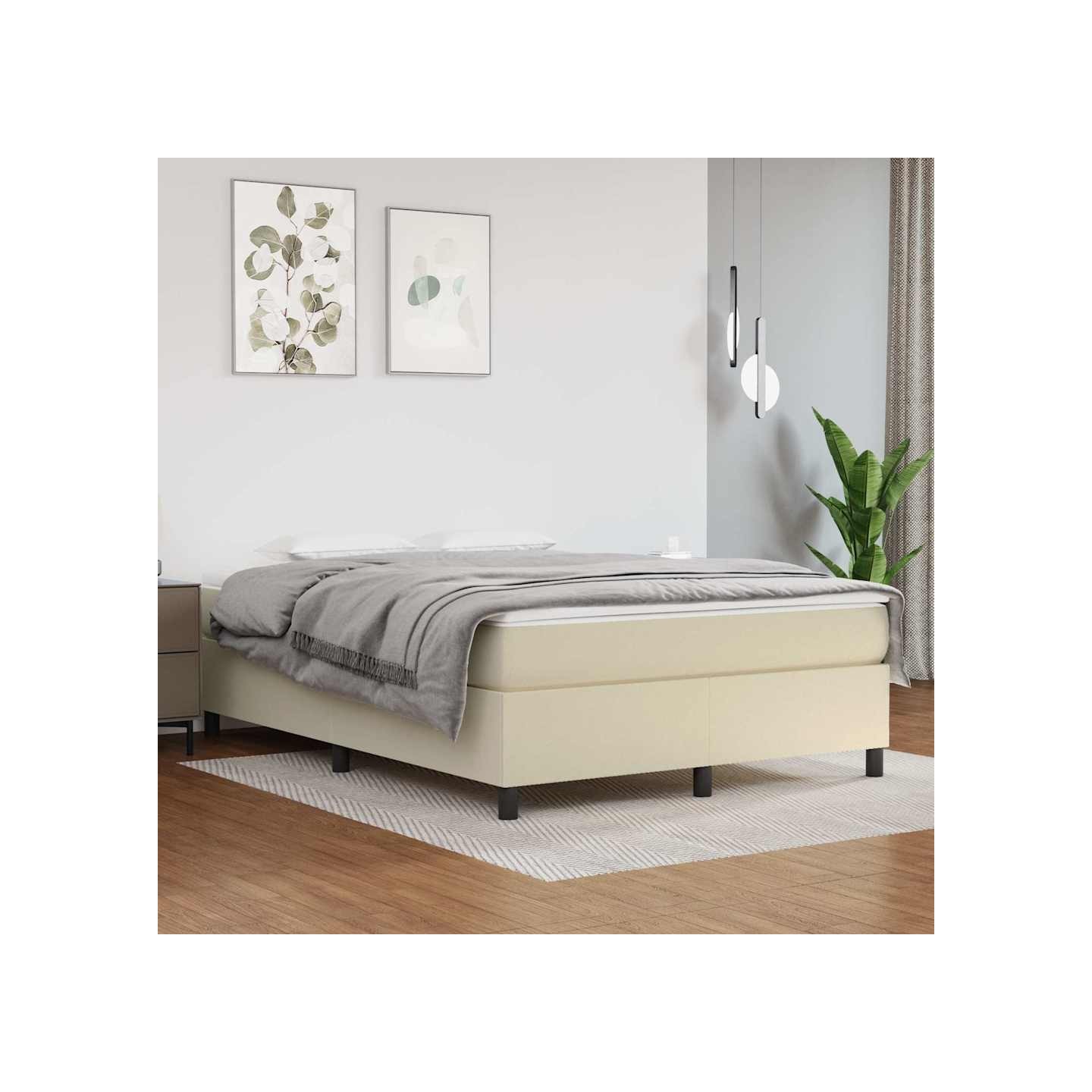 Sommier à lattes de lit avec matelas Crème 140x190cm Similicuir