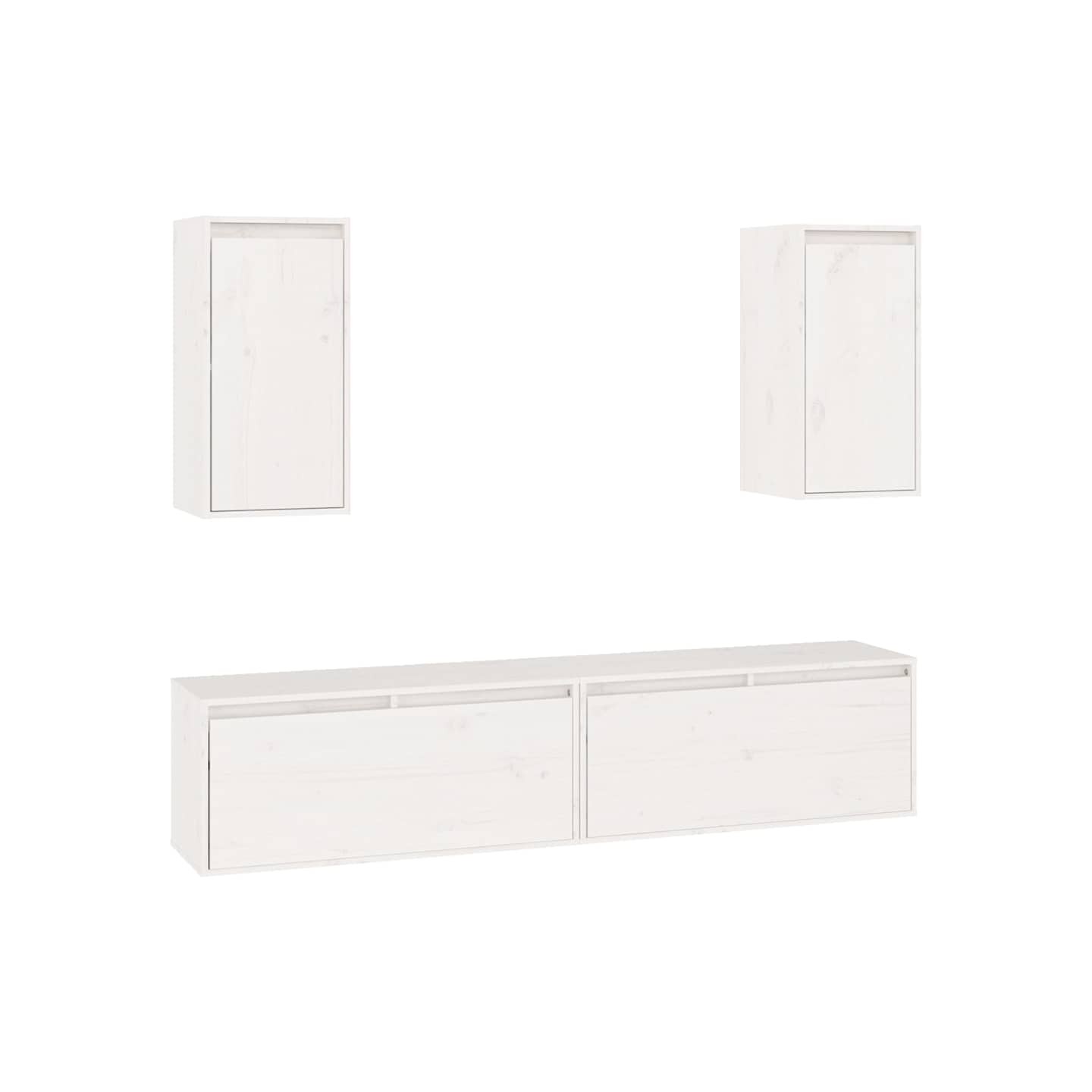 Meubles TV 4 pcs Blanc Bois massif de pin