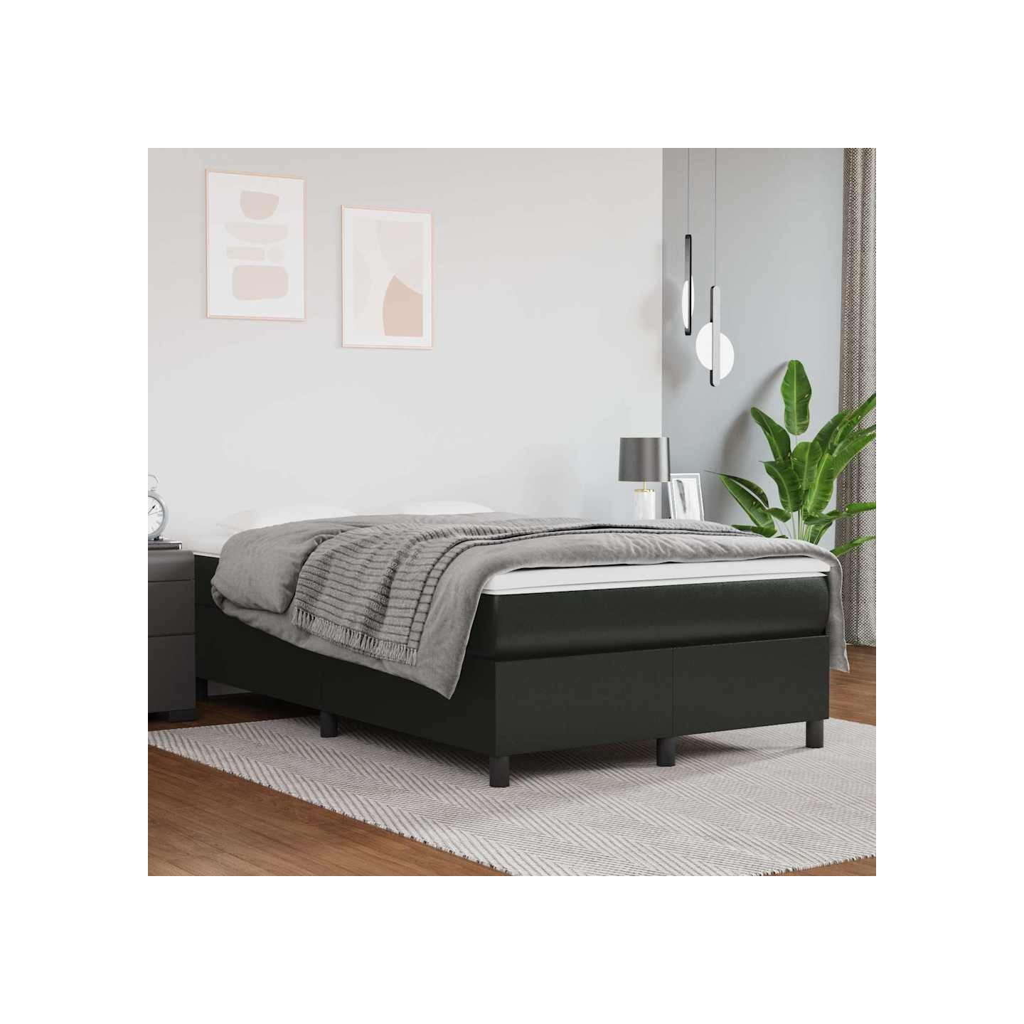 Sommier à lattes de lit matelas Noir 120x200 cm Similicuir