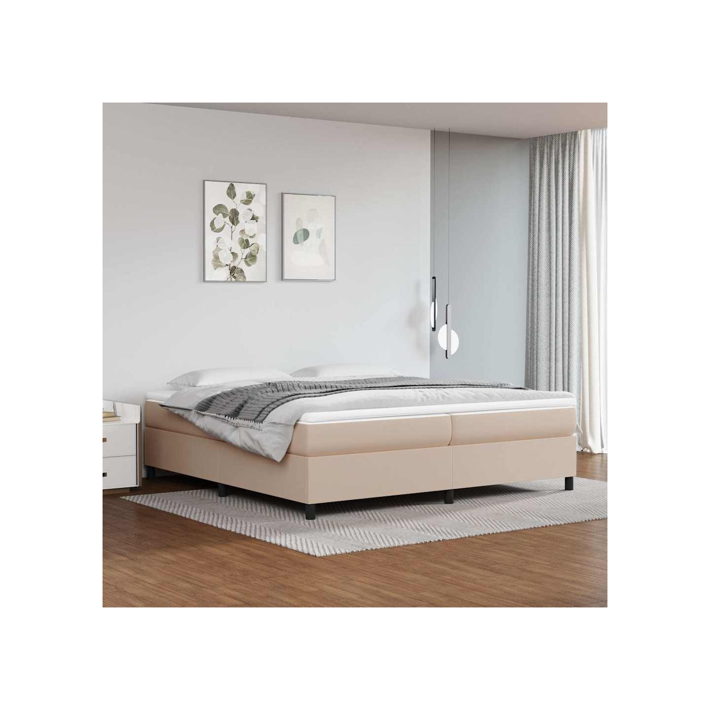 Sommier à lattes de lit avec matelas Cappuccino 200x200 cm