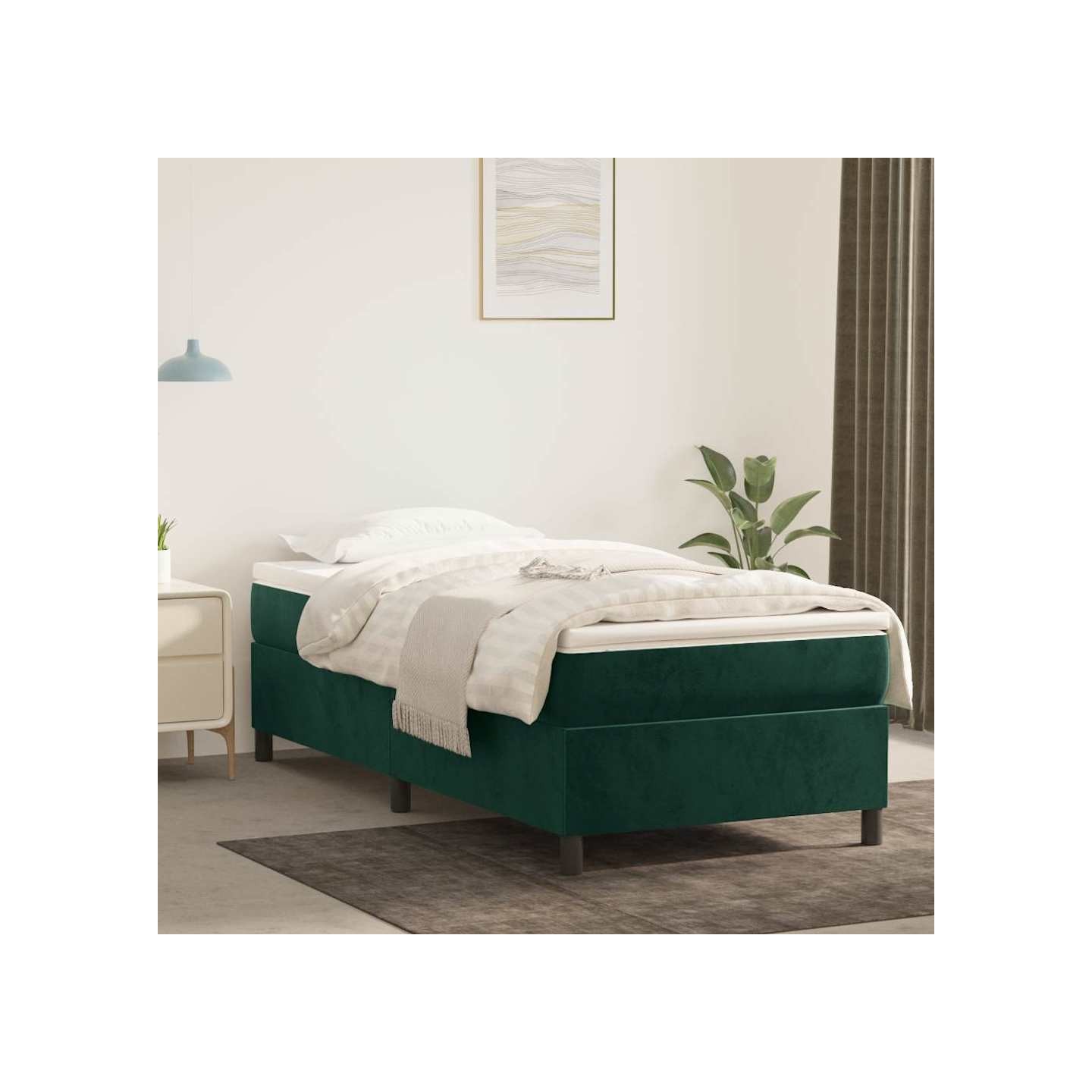 Sommier à lattes de lit avec matelas Vert foncé 90x190 cm