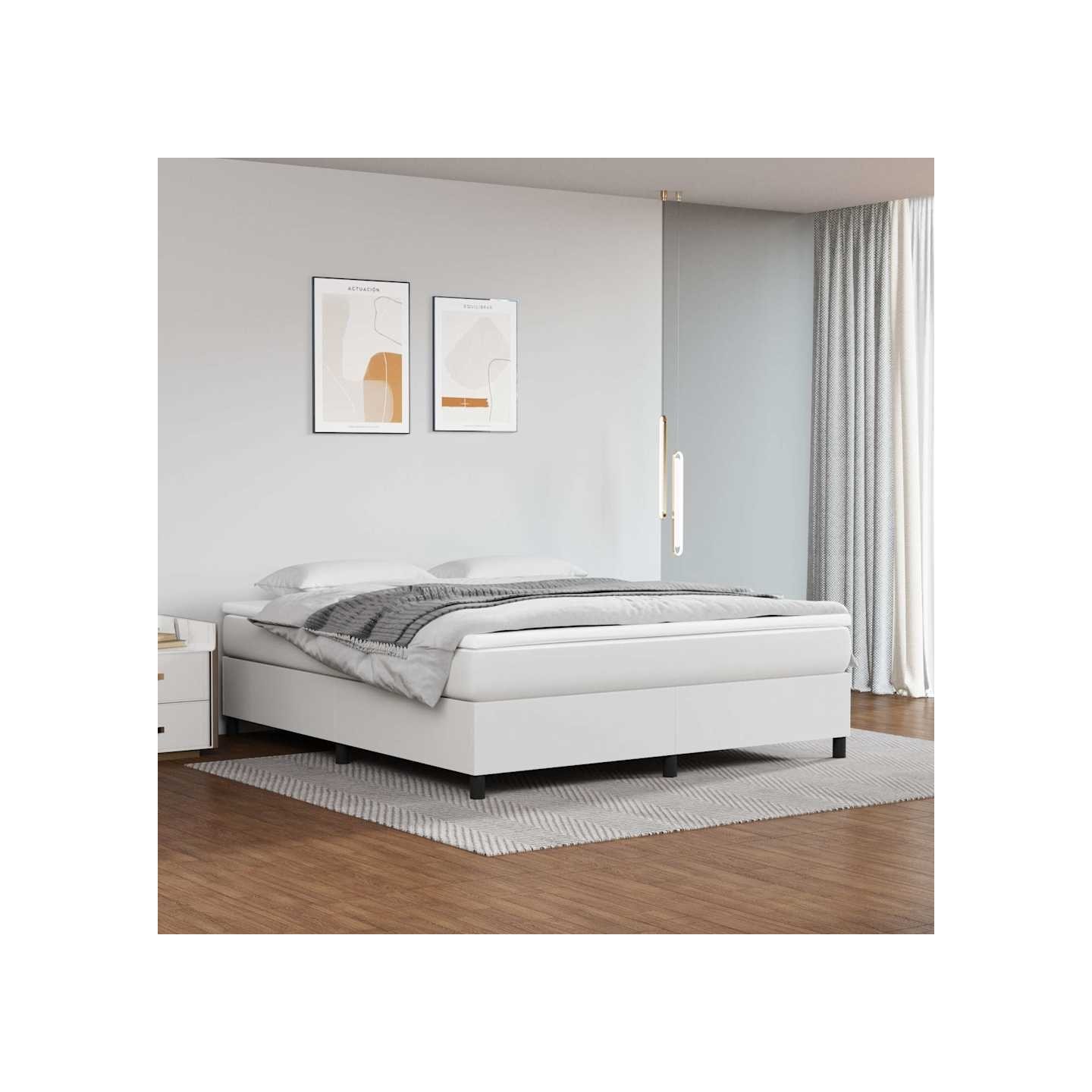 Sommier à lattes de lit avec matelas Blanc 180x200cm Similicuir