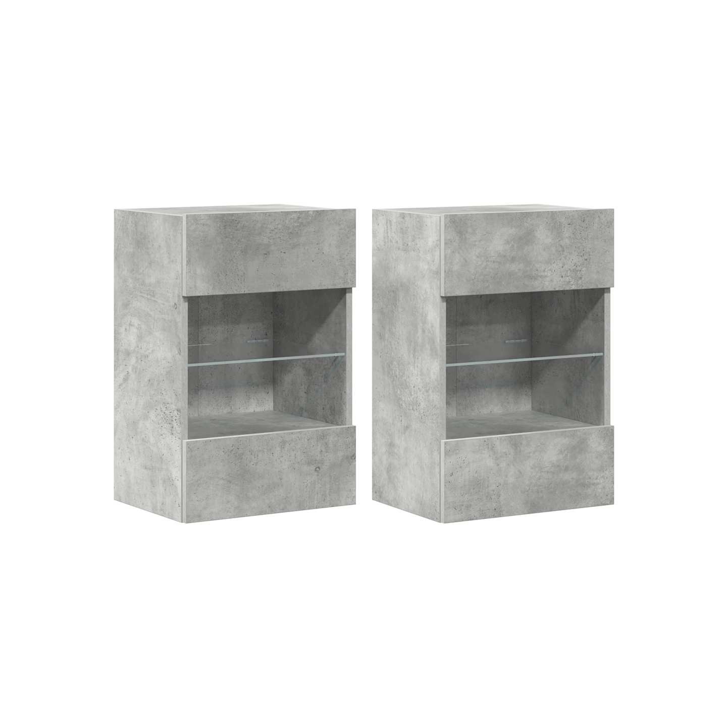 Meubles muraux avec LED pour TV 2pcs gris béton 40x30x60,5 cm