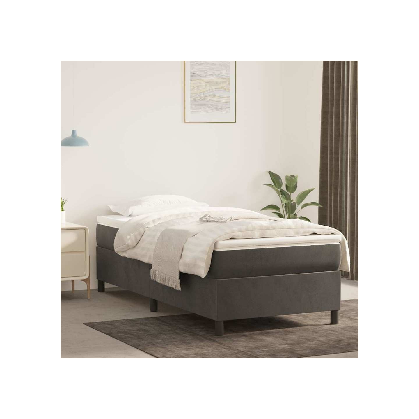 Sommier à lattes de lit avec matelas Gris foncé 100x200 cm