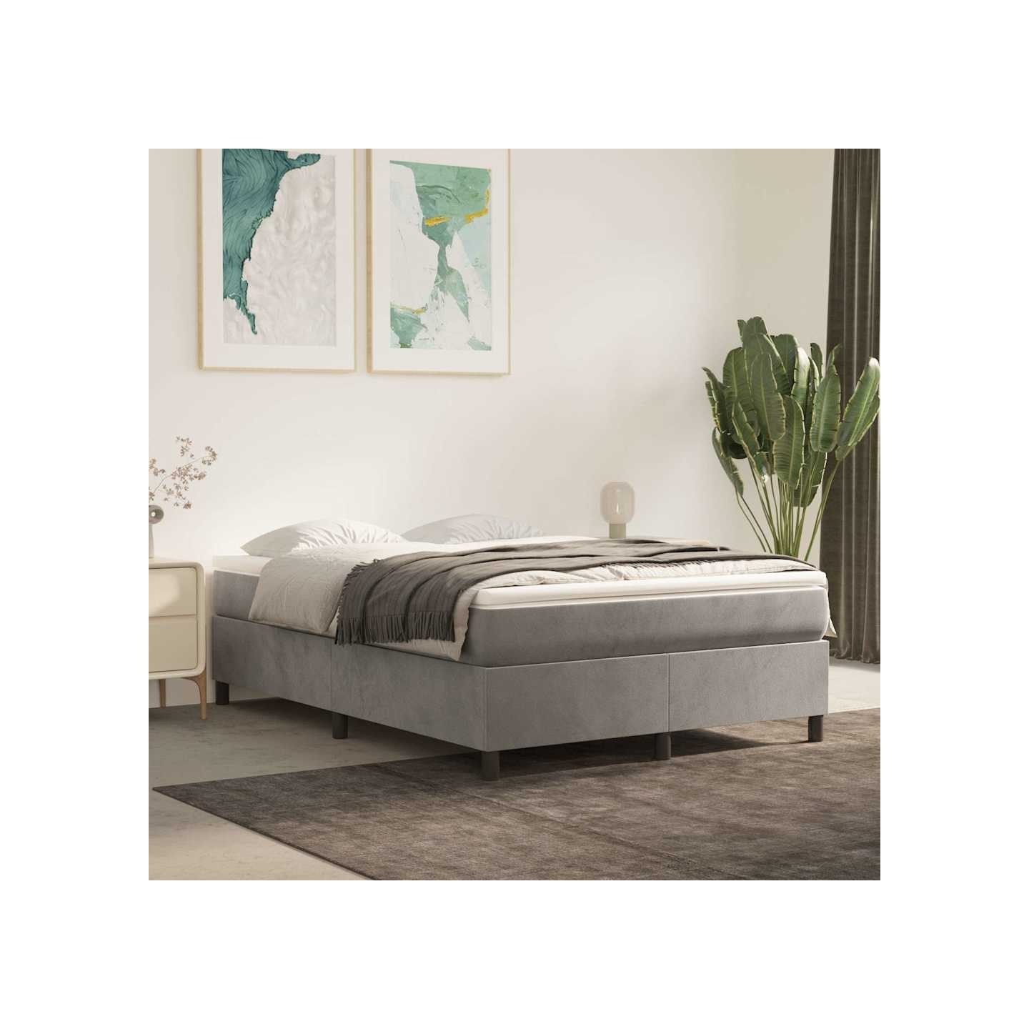 Sommier à lattes de lit et matelas Gris clair 140x200cm Velours