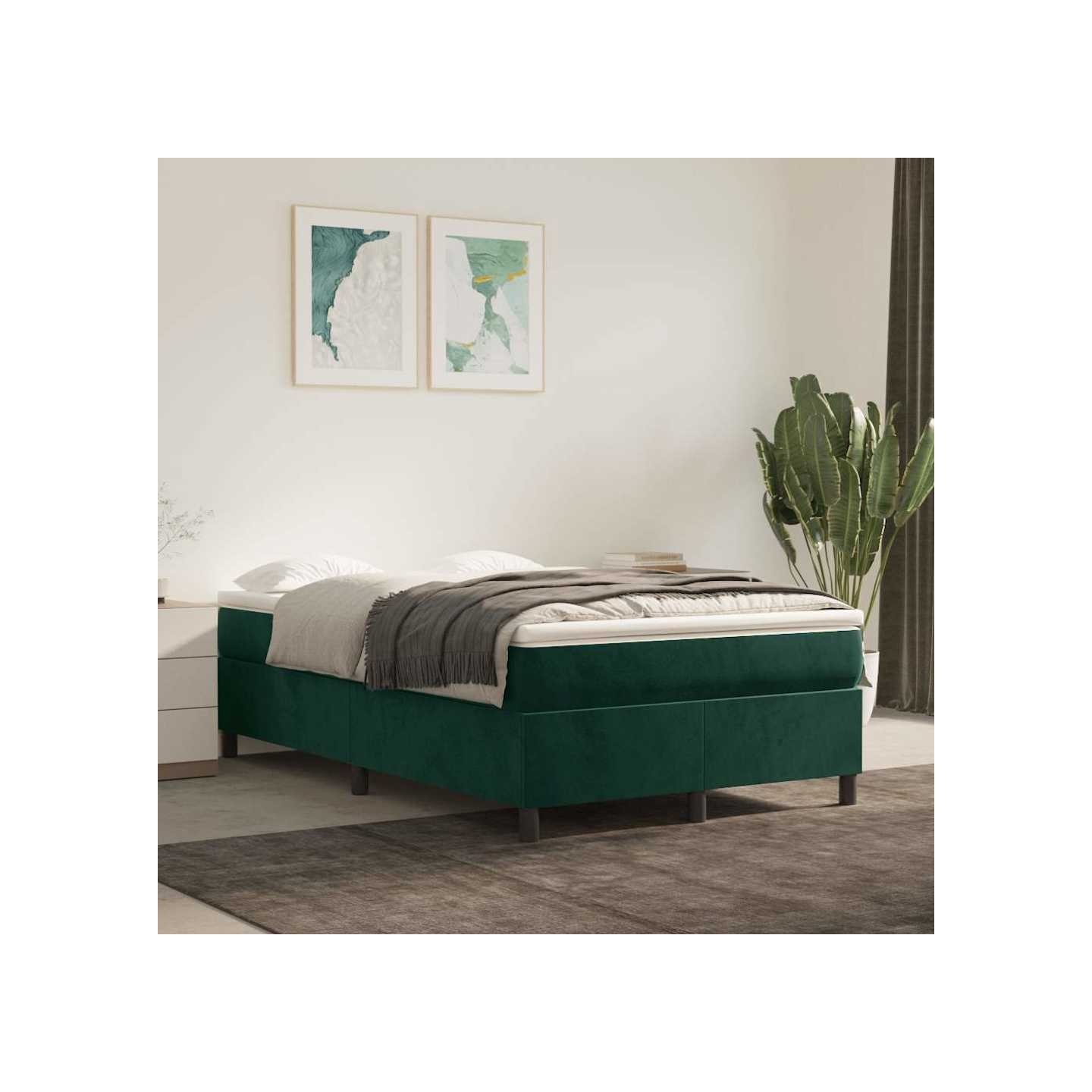 Sommier à lattes de lit et matelas Vert foncé 120x200cm Velours