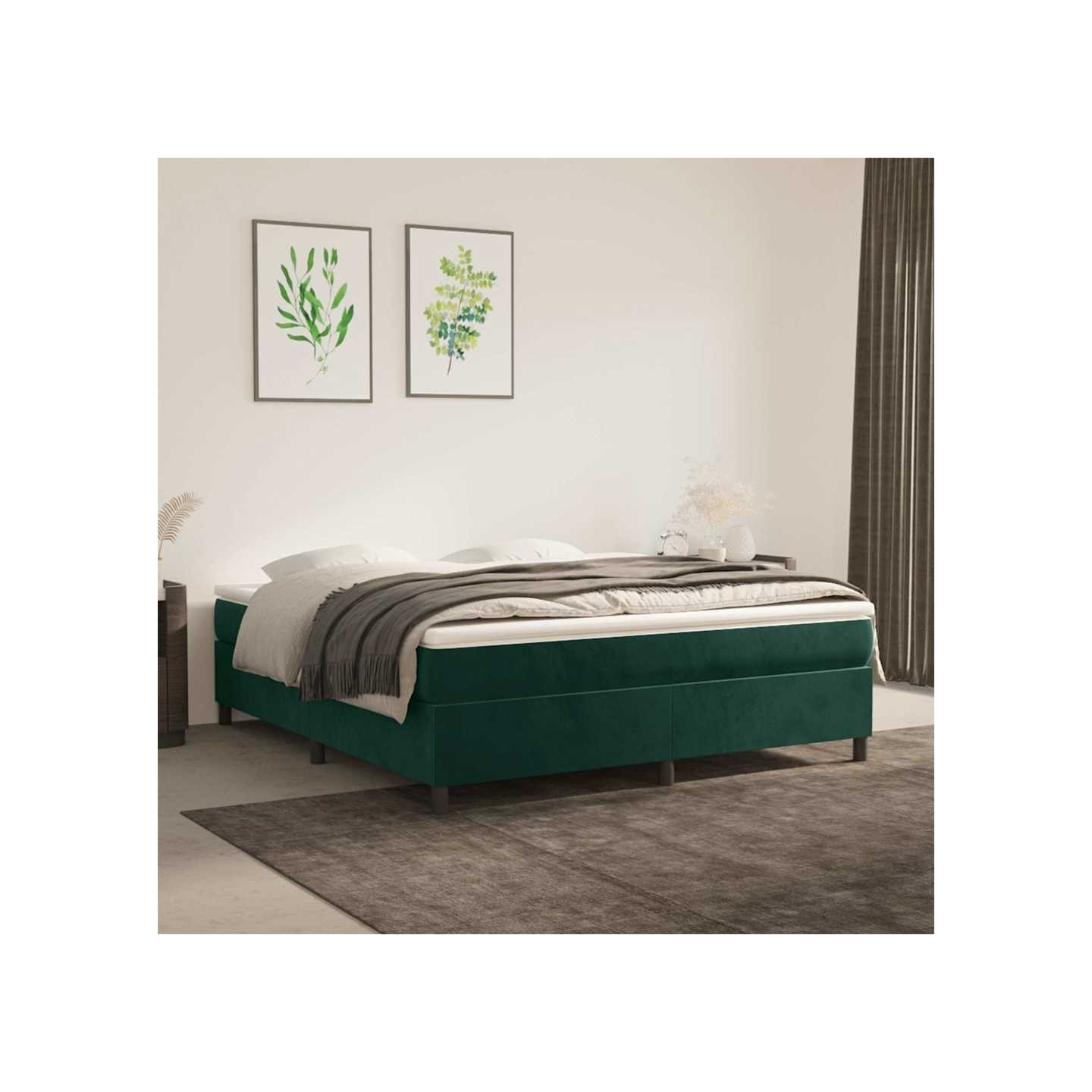 Sommier à lattes de lit et matelas Vert foncé 180x200cm Velours