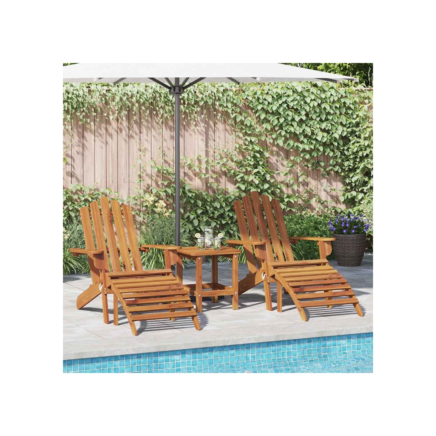Chaises Adirondack de jardin repose-pieds lot de 2 Bois acacia