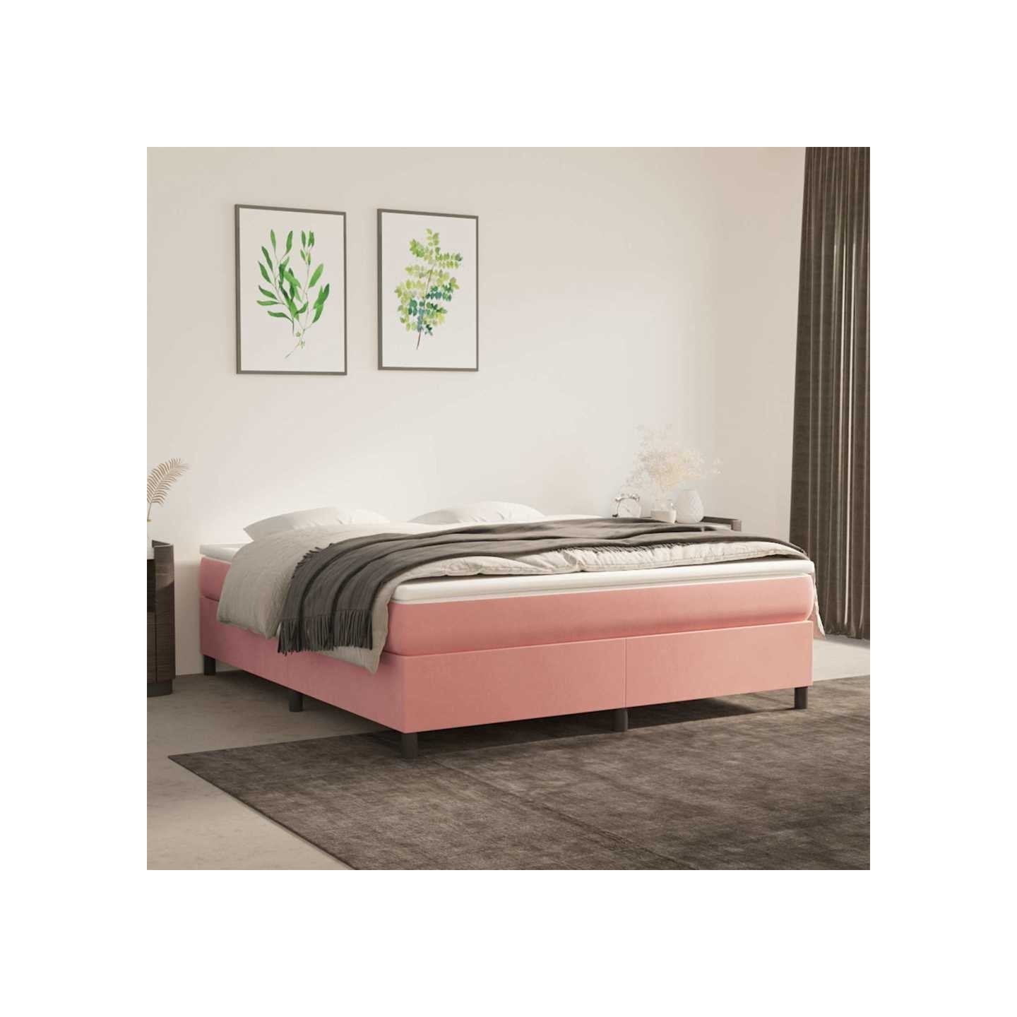 Sommier à lattes de lit avec matelas Rose 180x200 cm Velours