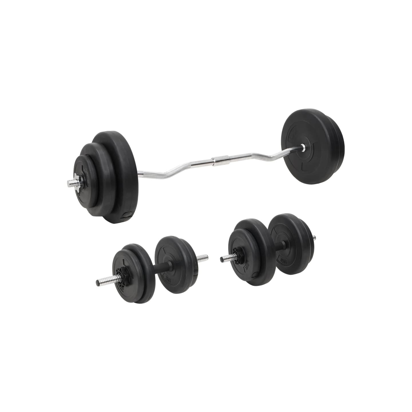 Ensemble d'haltères et de barres avec plaques 60 kg