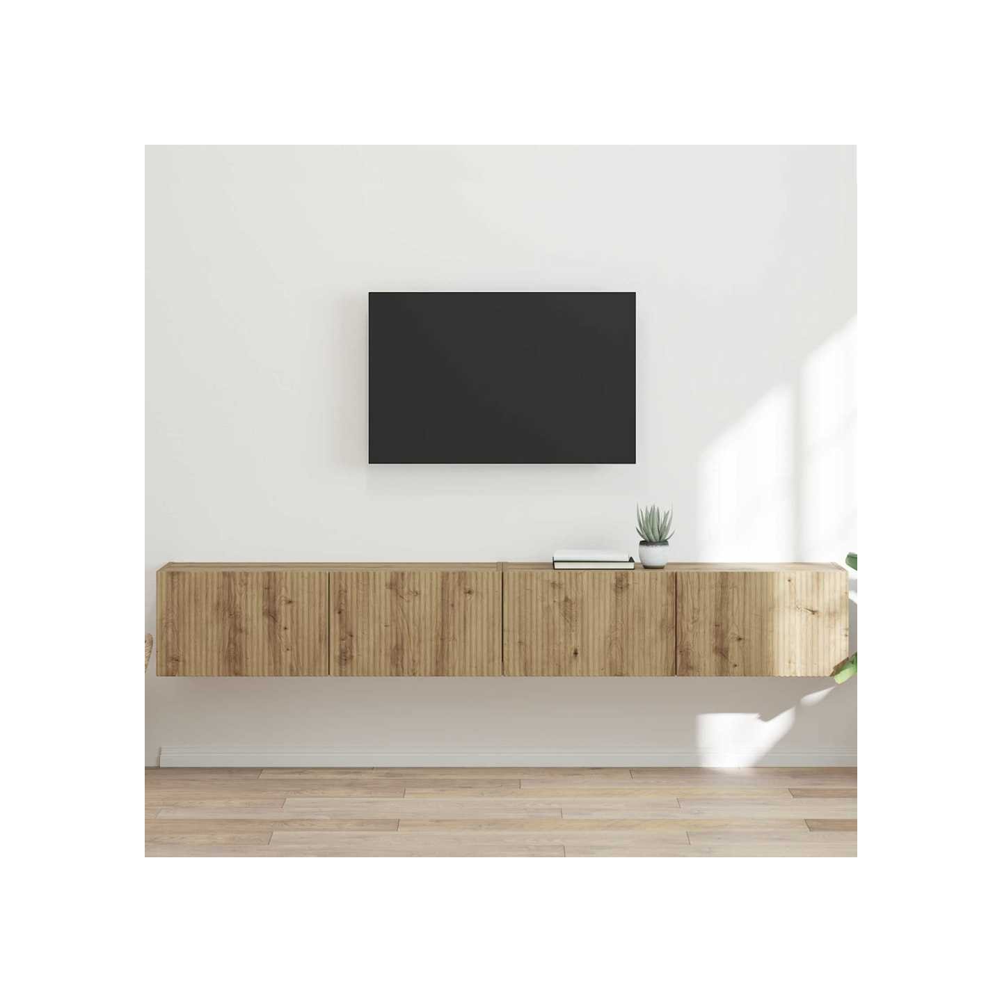 Meuble TV mural 2 pc Chêne artisan Bois d'ingénierie