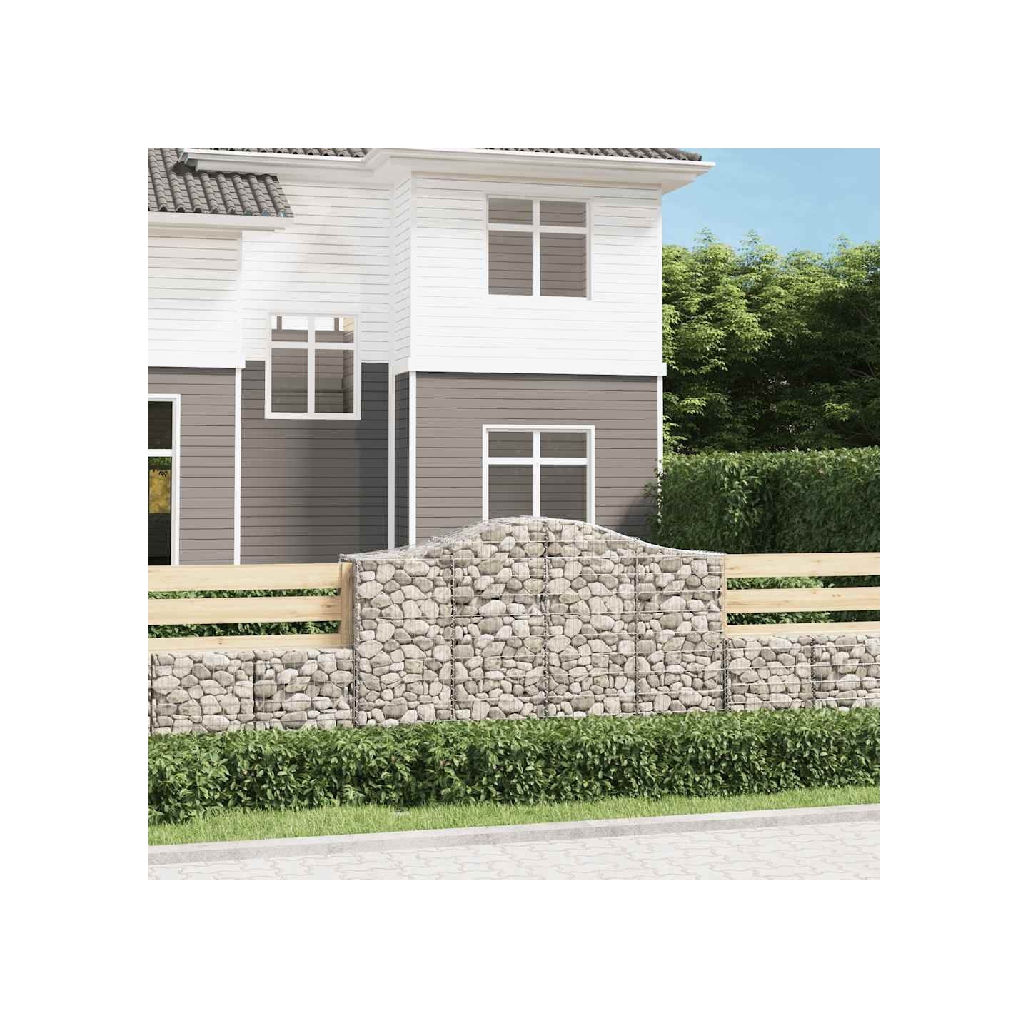 Paniers à gabions arqués 5 pcs 200x50x120/140 cm Fer galvanisé