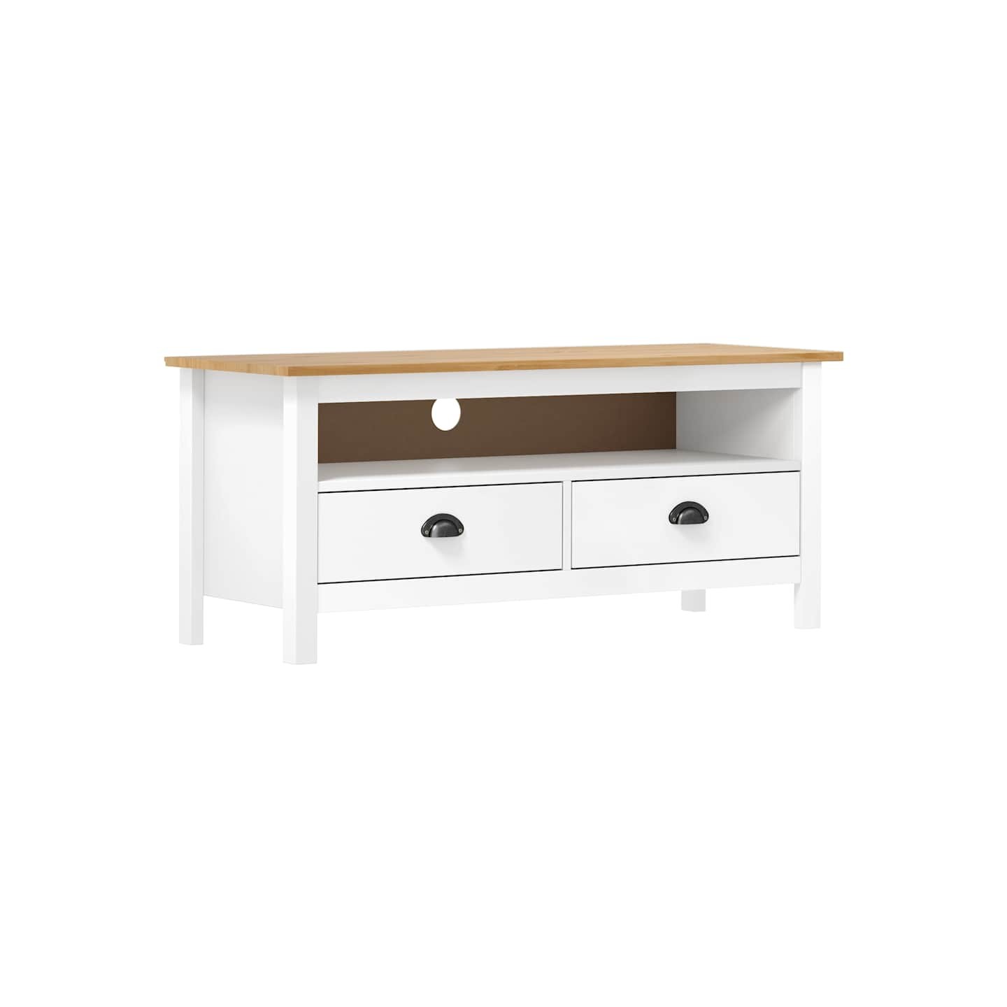 Meuble TV Hill Range Blanc 110x40x47 cm Bois de pin solide