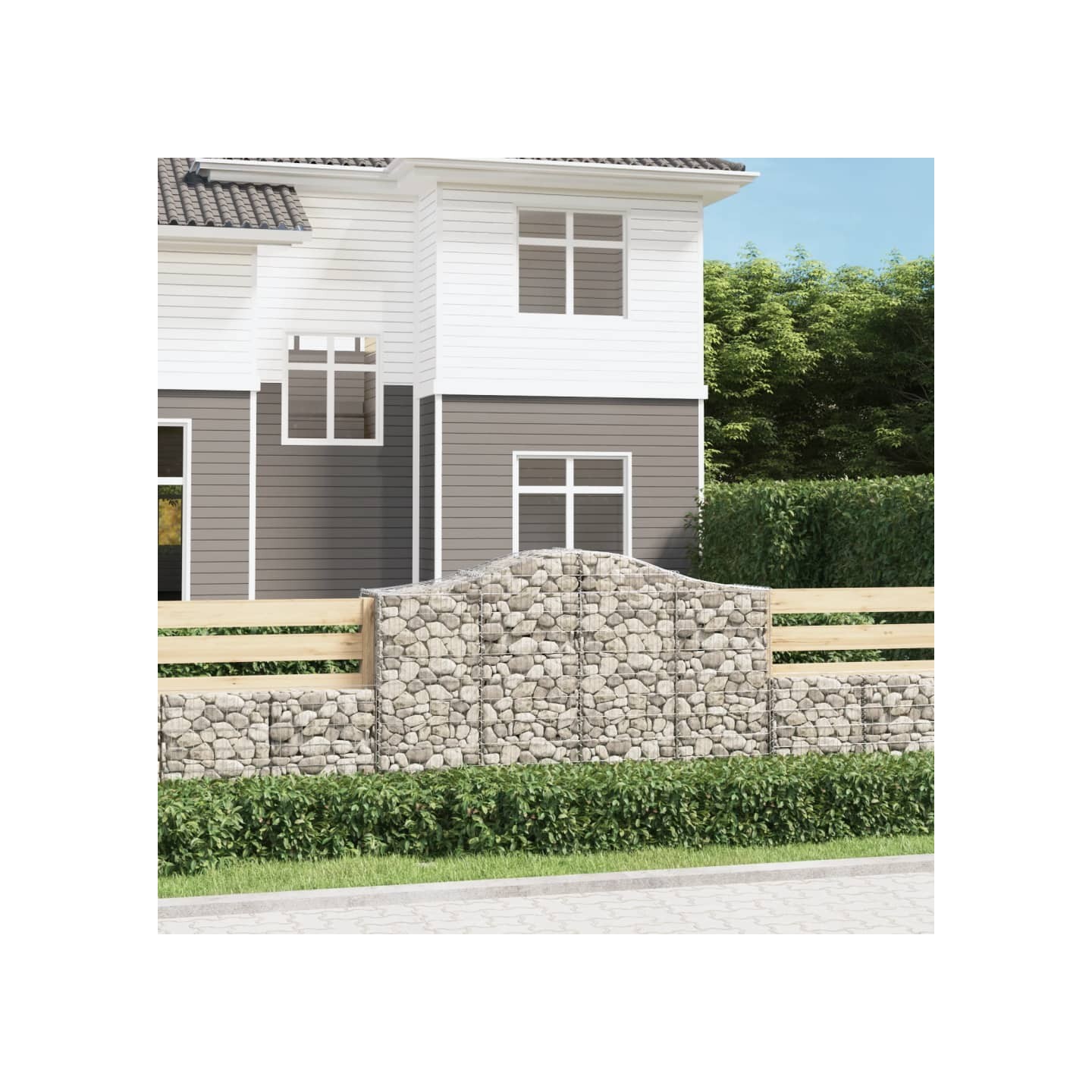 Paniers à gabions arqués 9 pcs 200x50x120/140 cm Fer galvanisé