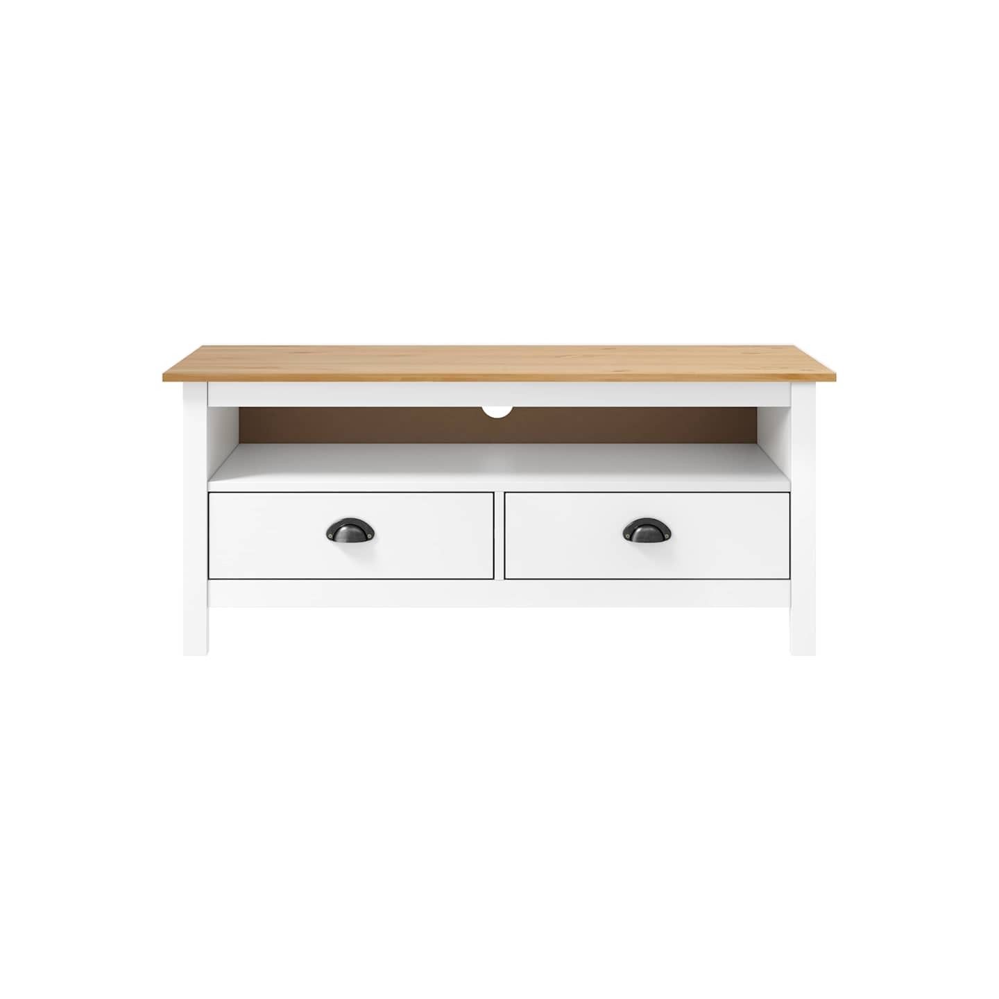 Meuble TV Hill Range Blanc 110x40x47 cm Bois de pin solide