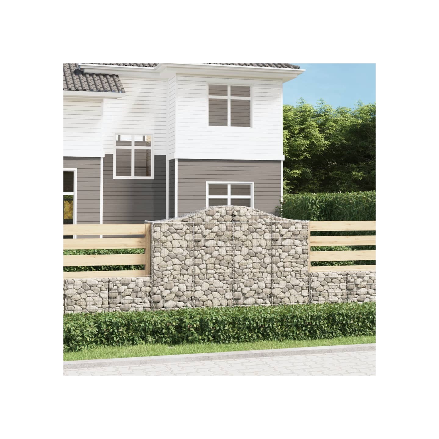 Paniers à gabions arqués 25 pcs 200x50x140/160 cm Fer galvanisé