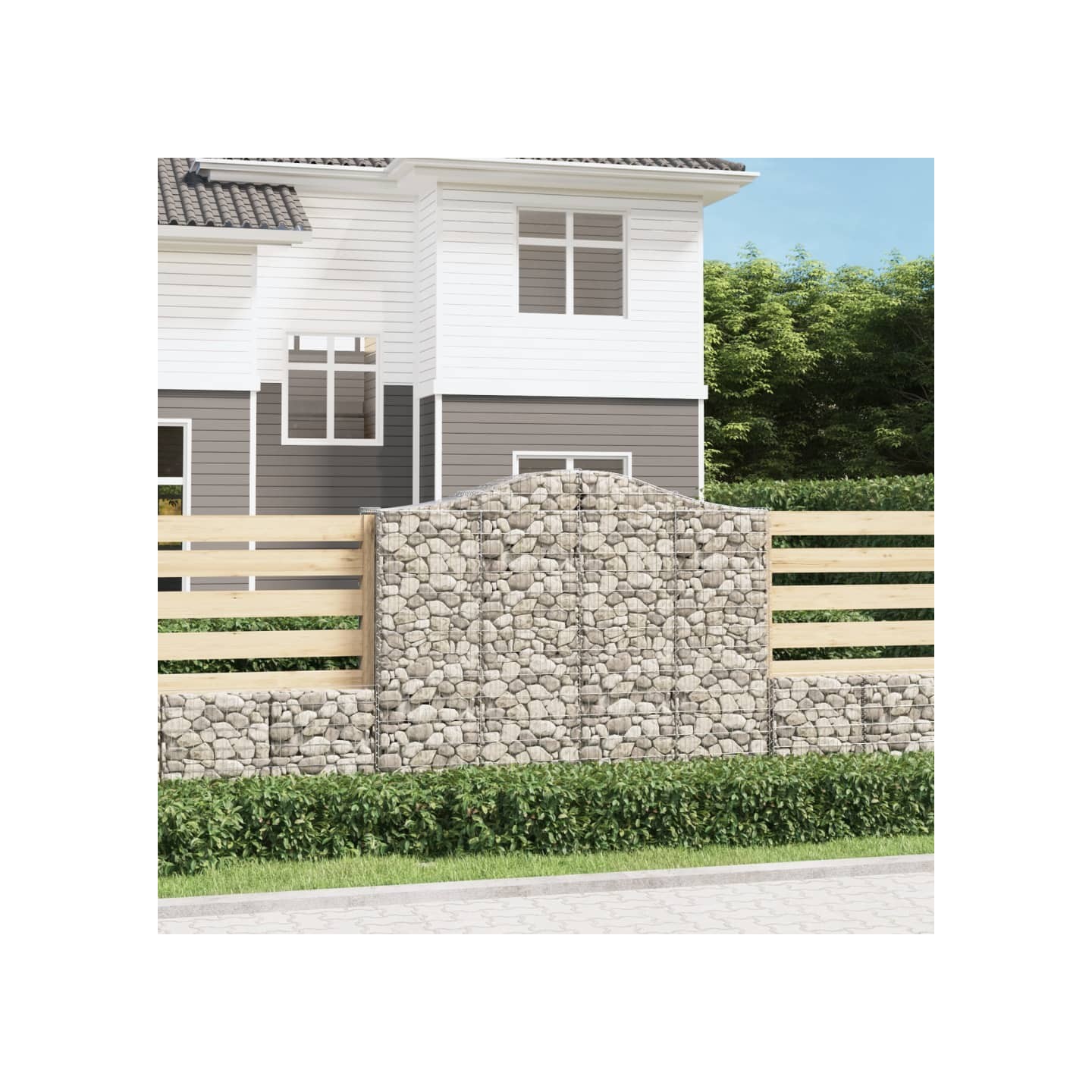 Paniers à gabions arqués 20 pcs 200x50x160/180 cm Fer galvanisé
