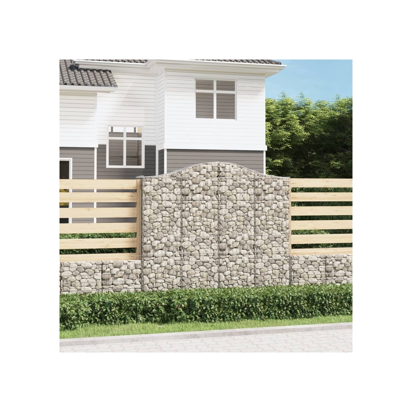 Paniers à gabions arqués 3 pcs 200x50x180/200 cm Fer galvanisé