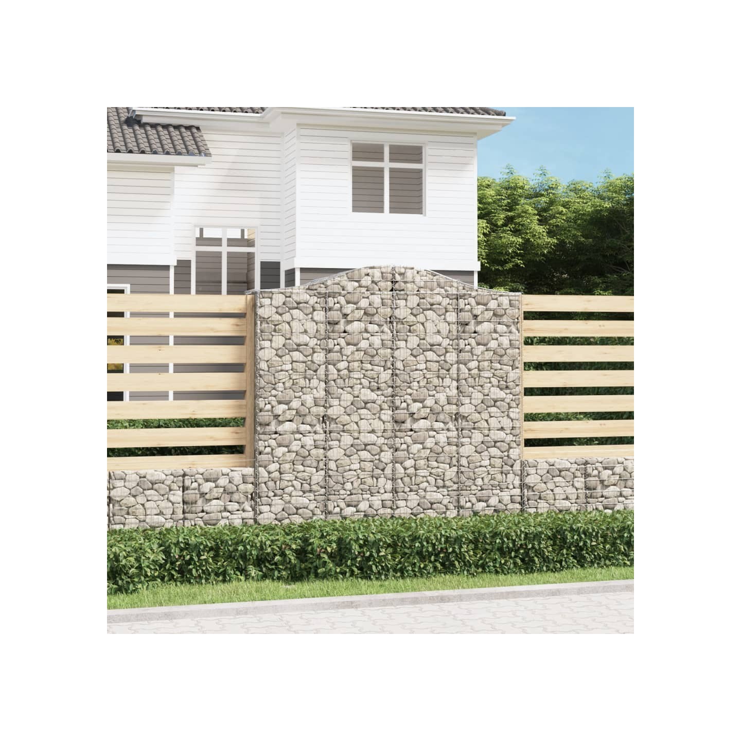 Paniers à gabions arqués 5 pcs 200x50x200/220 cm Fer galvanisé