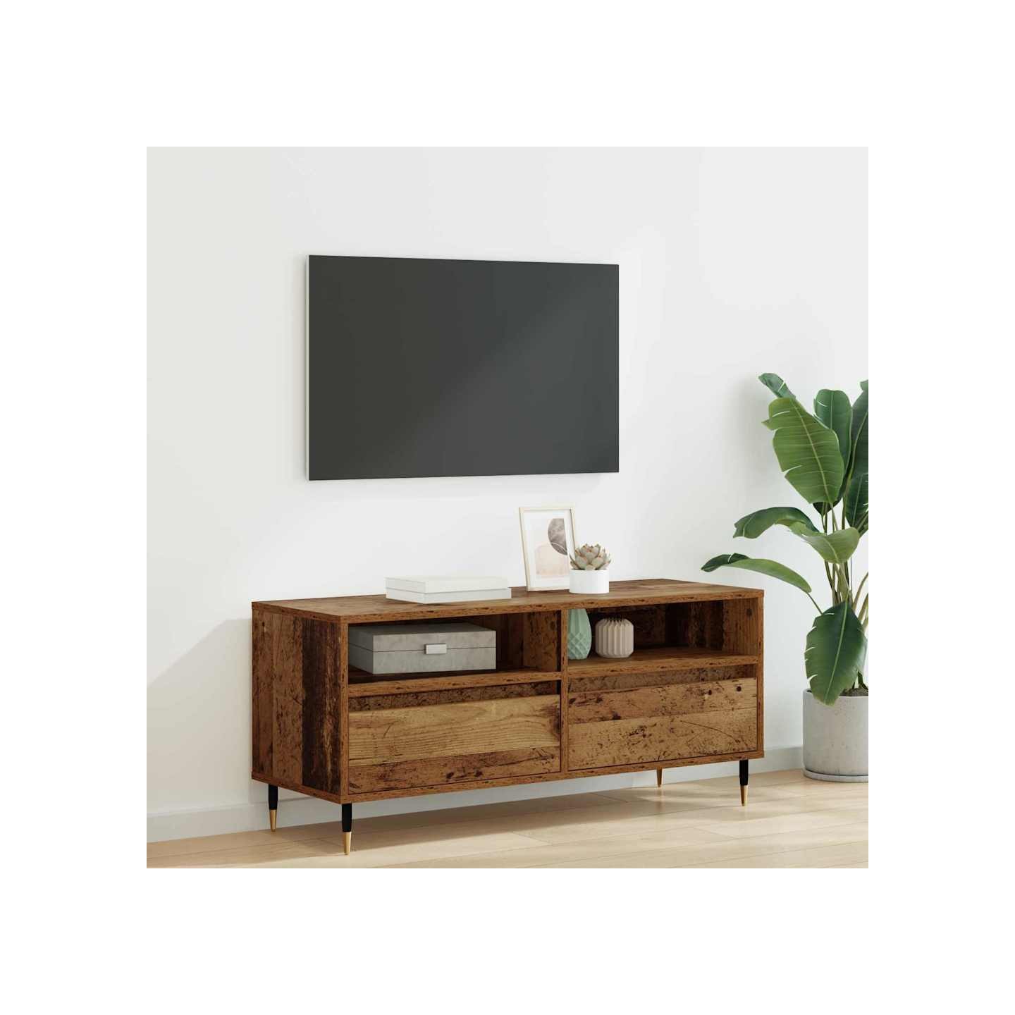 Meuble TV avec tiroir Bois Ancien 100 x 34,5 x 44,5 cm