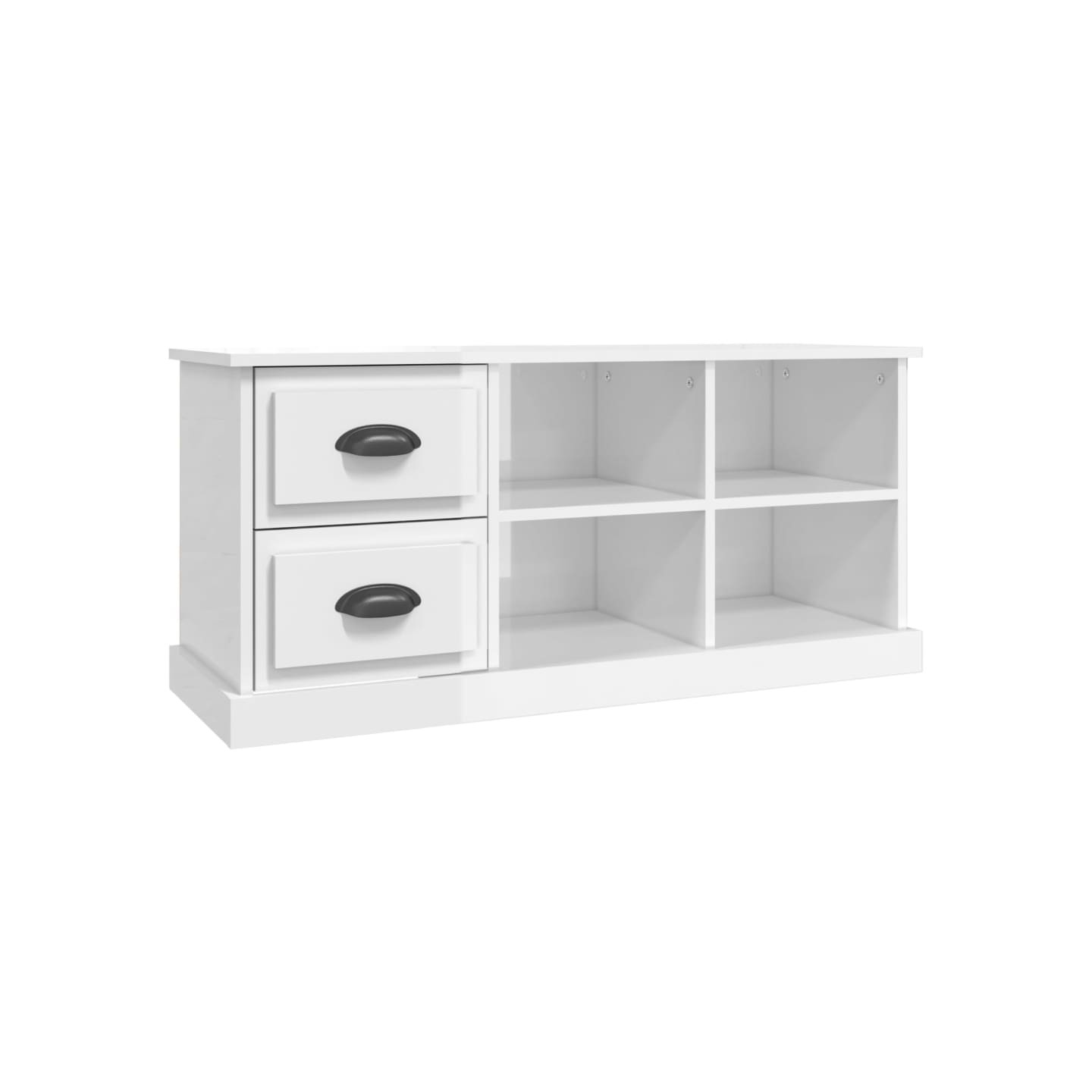 Meuble TV blanc brillant 102x35,5x47,5 cm bois d'ingénierie