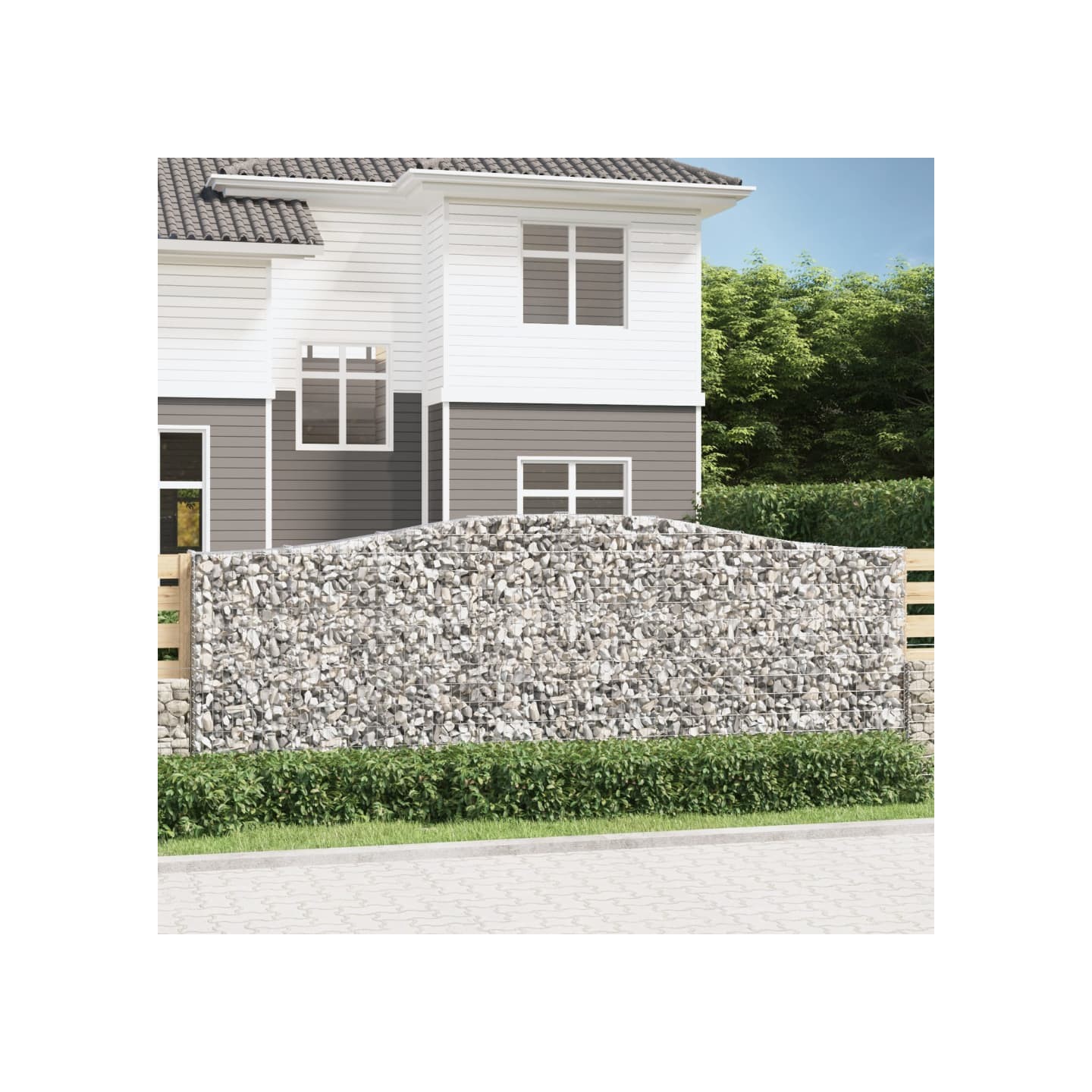 Paniers à gabions arqués 9 pcs 400x30x140/160 cm Fer galvanisé