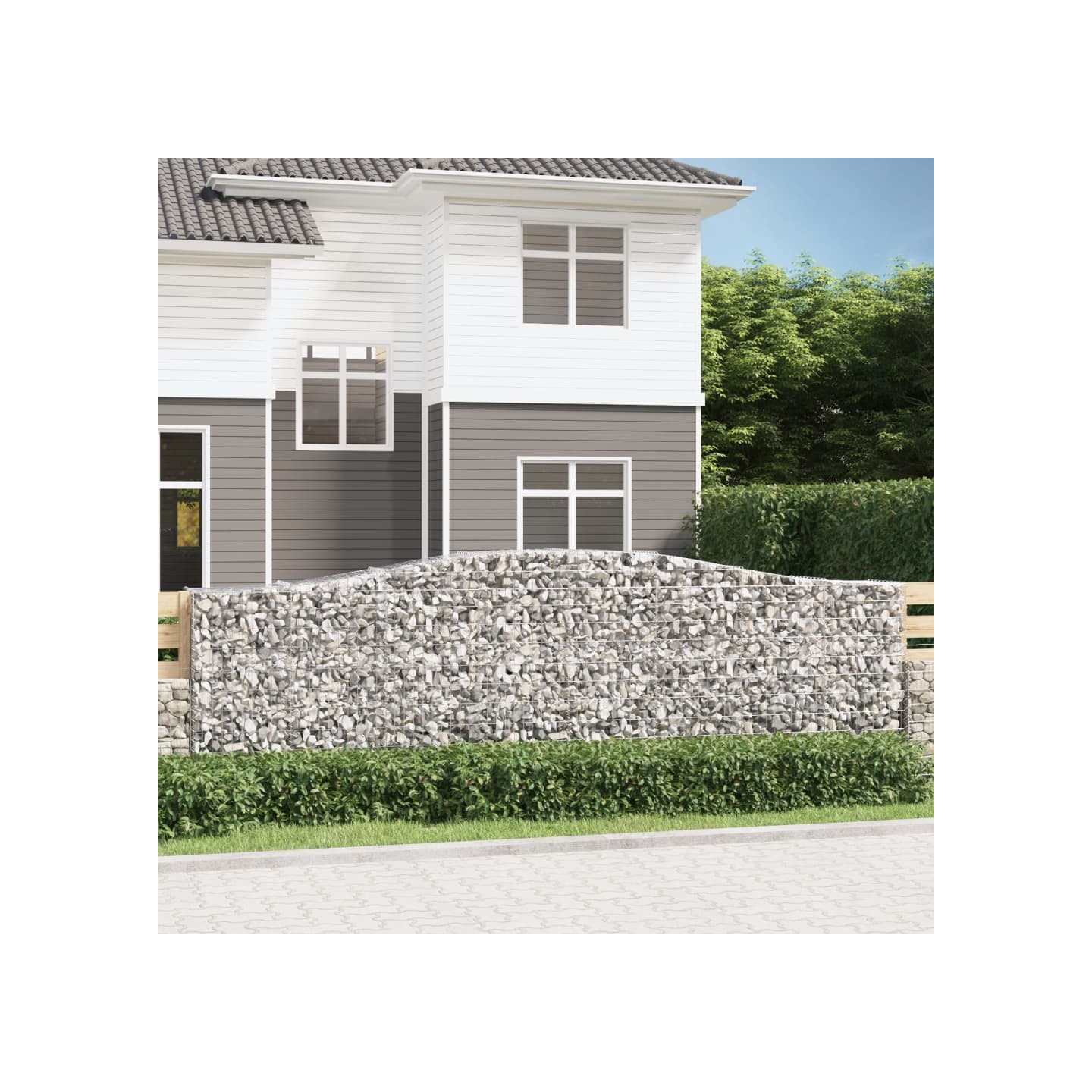 Paniers à gabions arqués 7 pcs 400x50x120/140 cm Fer galvanisé