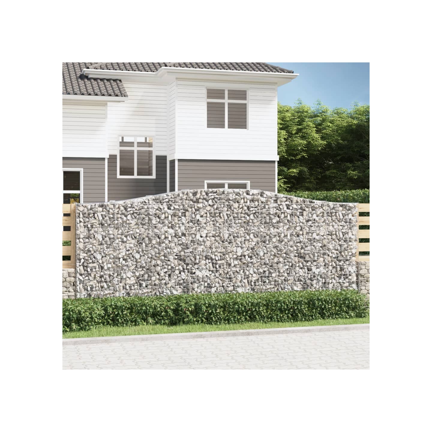 Paniers à gabions arqués 2 pcs 400x50x160/180 cm fer galvanisé