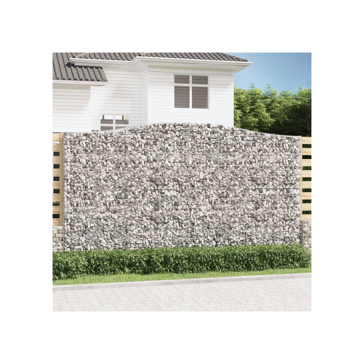 Paniers à gabions arqués 3 pcs 400x50x220/240 cm Fer galvanisé