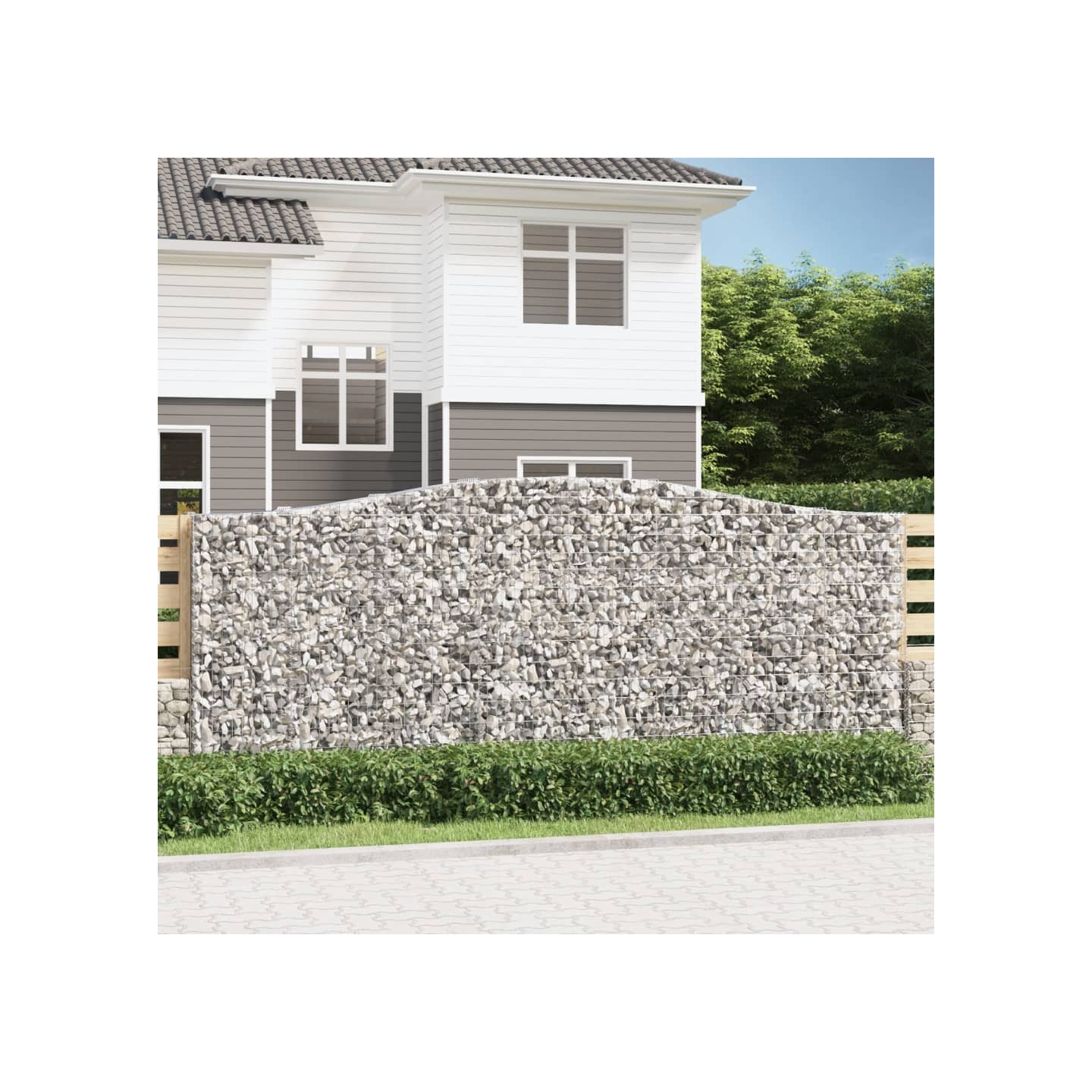 Paniers à gabions arqués 4 pcs 400x50x160/180 cm fer galvanisé