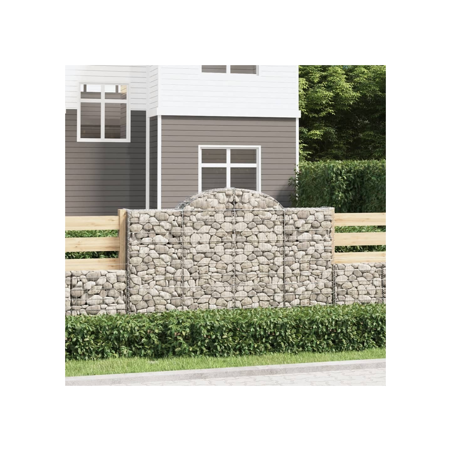 Paniers à gabions arqués 4 pcs 200x30x120/140 cm Fer galvanisé