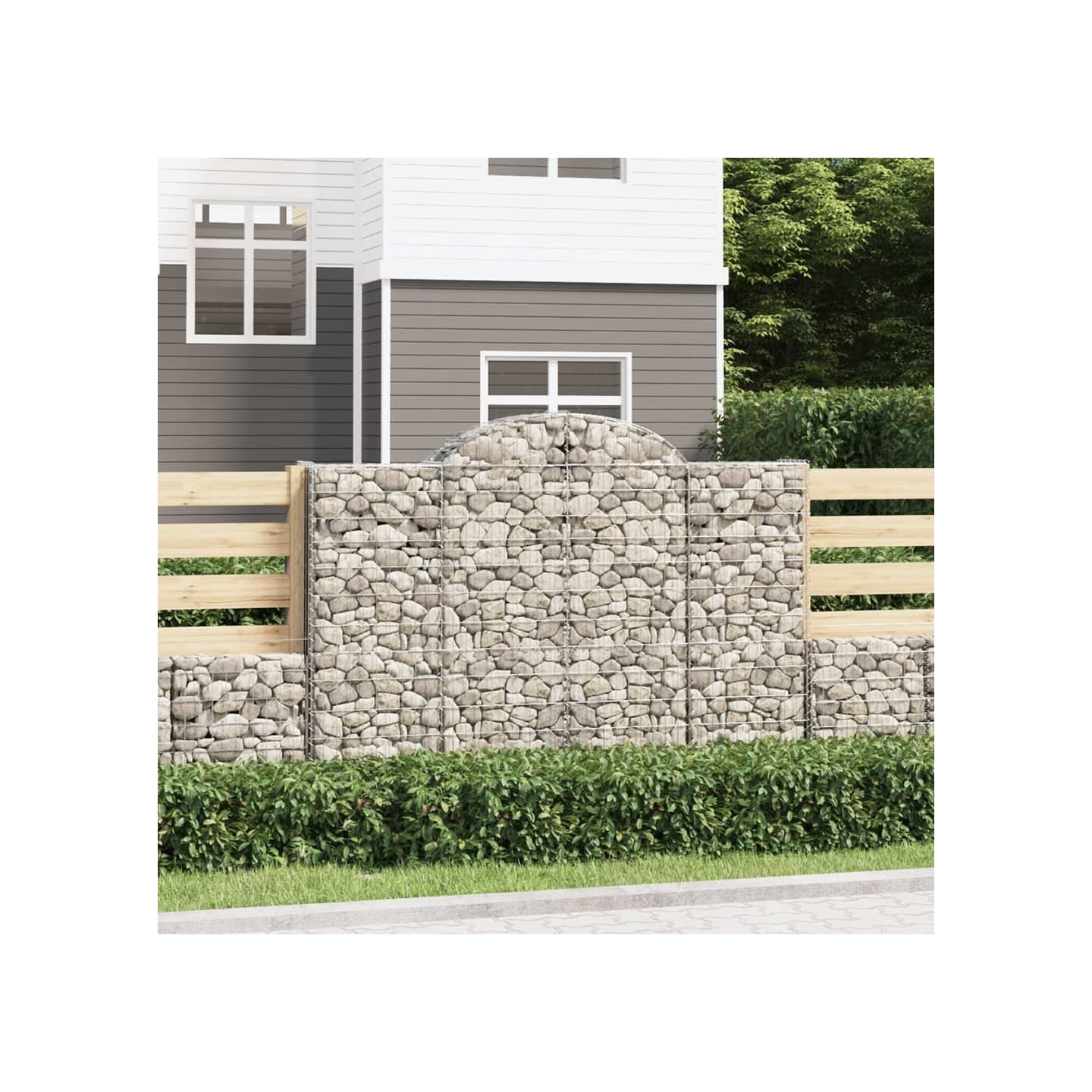 Paniers à gabions arqués 10 pcs 200x30x140/160 cm Fer galvanisé