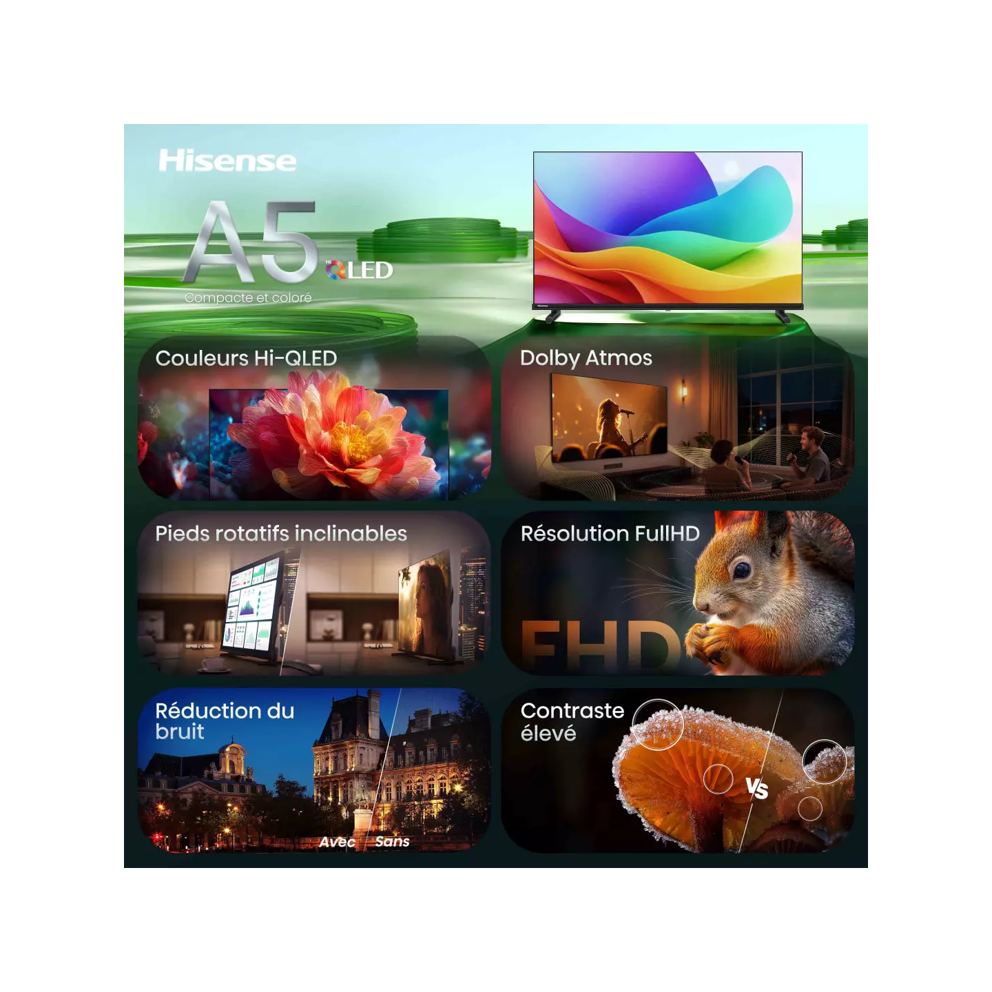 TV QLED Hisense 32A5S 32" Full HD VIDAA Dolby Atmos | Nimestore