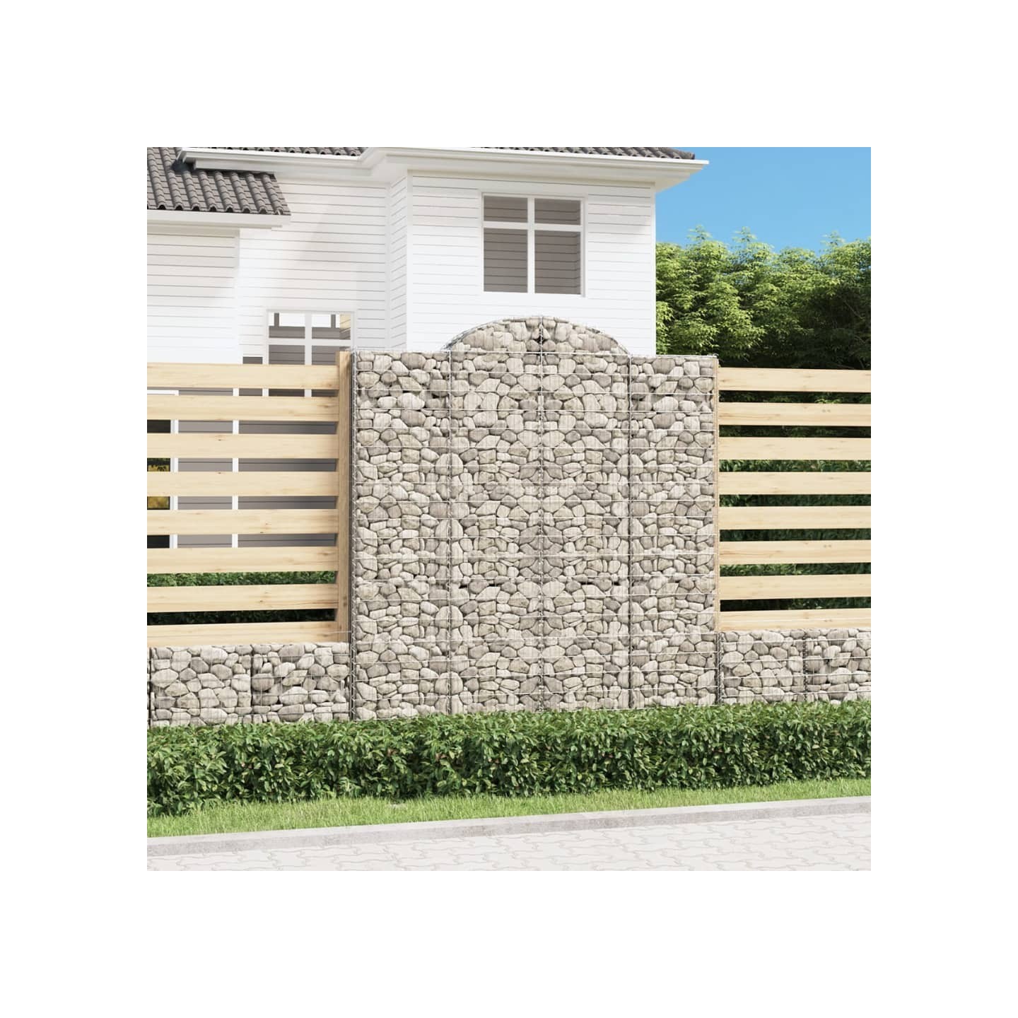 Paniers à gabions arqués 5 pcs 200x30x220/240 cm fer galvanisé