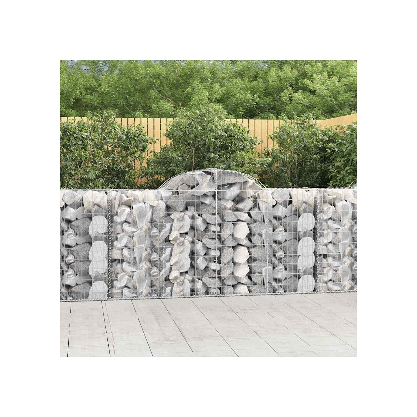 Paniers à gabions arqués 4 pcs 200x50x100/120 cm fer galvanisé