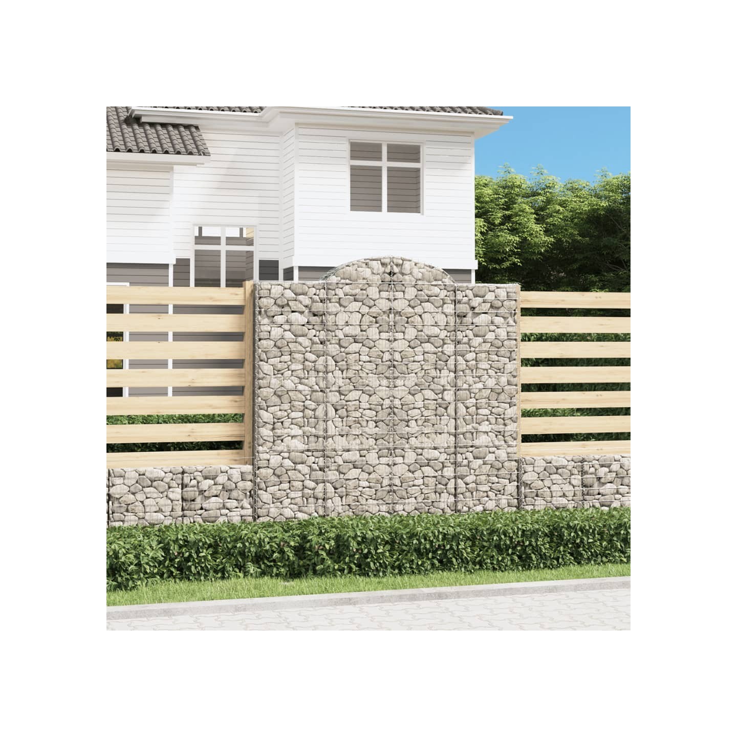 Paniers à gabions arqués 10 pcs 200x50x200/220 cm Fer galvanisé
