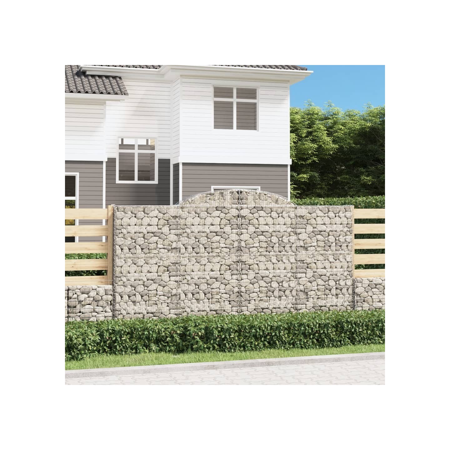 Paniers à gabions arqués 5 pcs 300x30x160/180 cm fer galvanisé