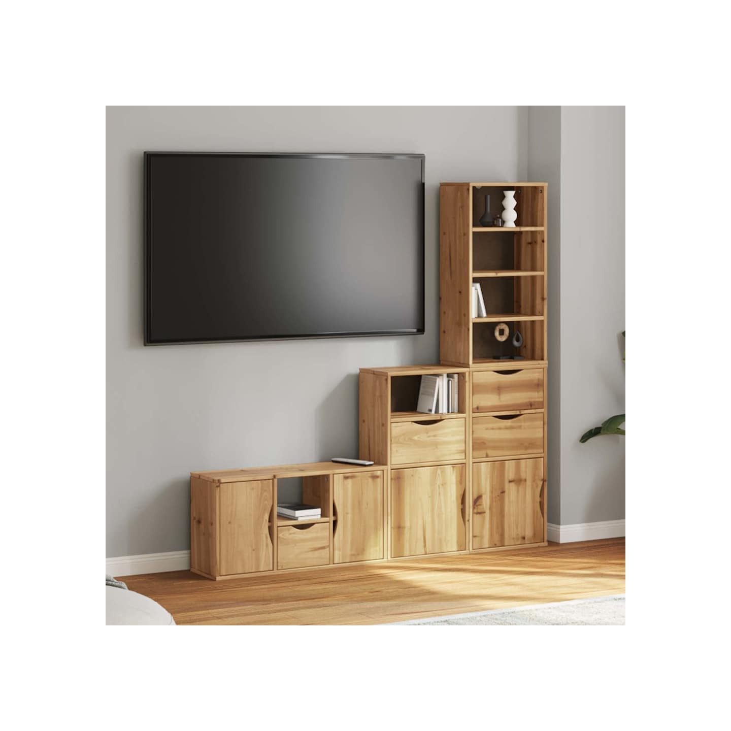 Meubles TV 4 pcs avec rangement ODDA bois de pin massif