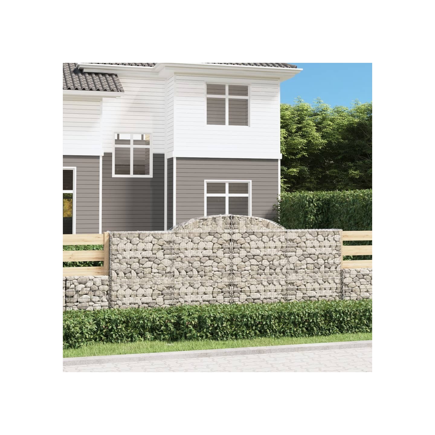 Paniers à gabions arqués 11 pcs 300x50x120/140 cm fer galvanisé