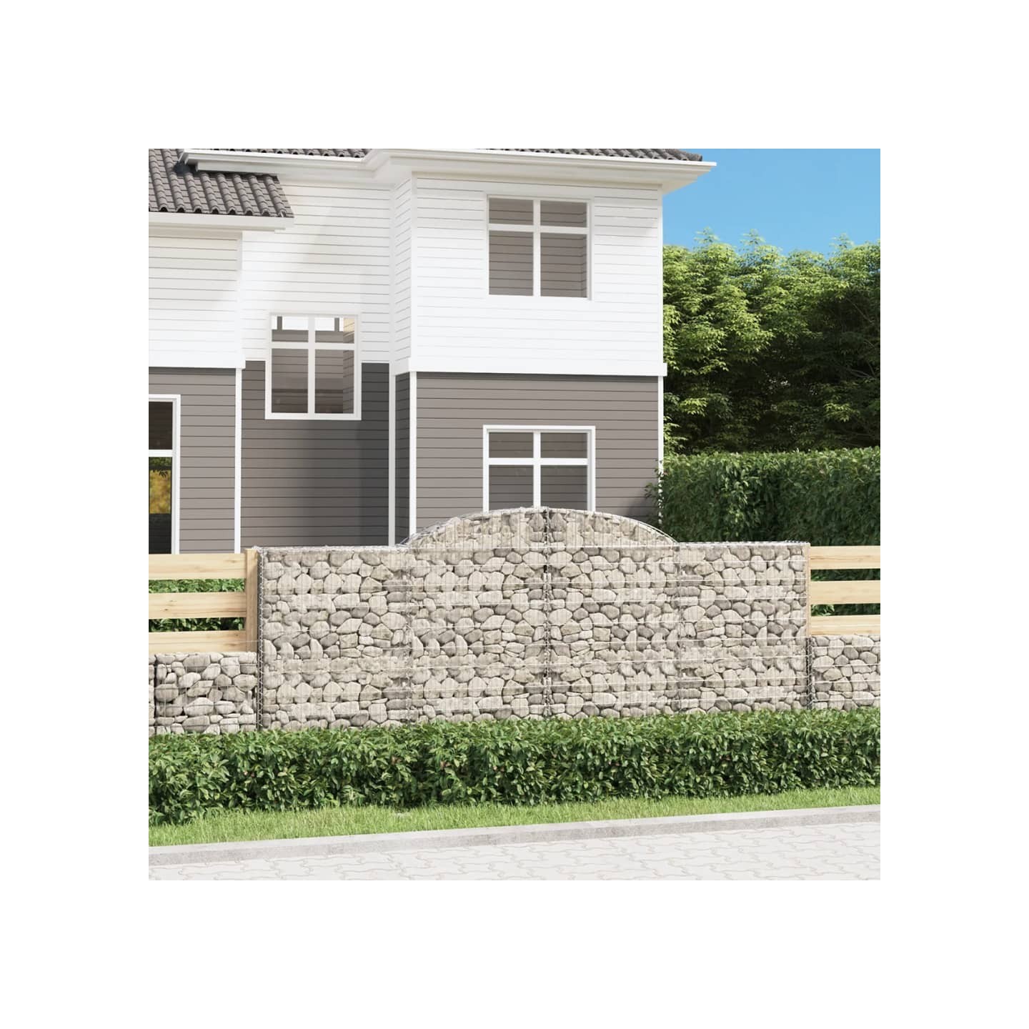 Paniers à gabions arqués 8 pcs 300x50x120/140 cm fer galvanisé