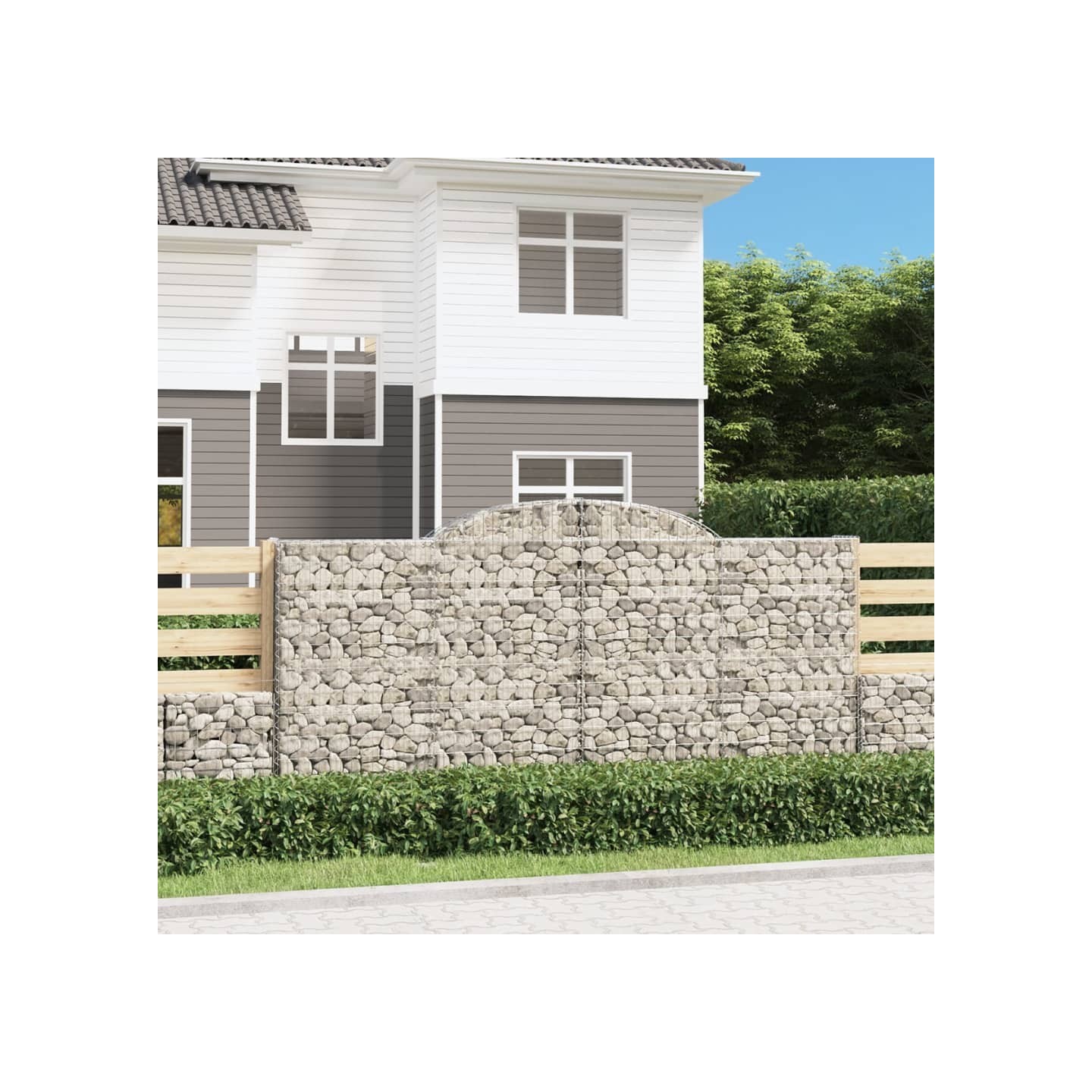 Paniers à gabions arqués 9 pcs 300x50x140/160 cm fer galvanisé