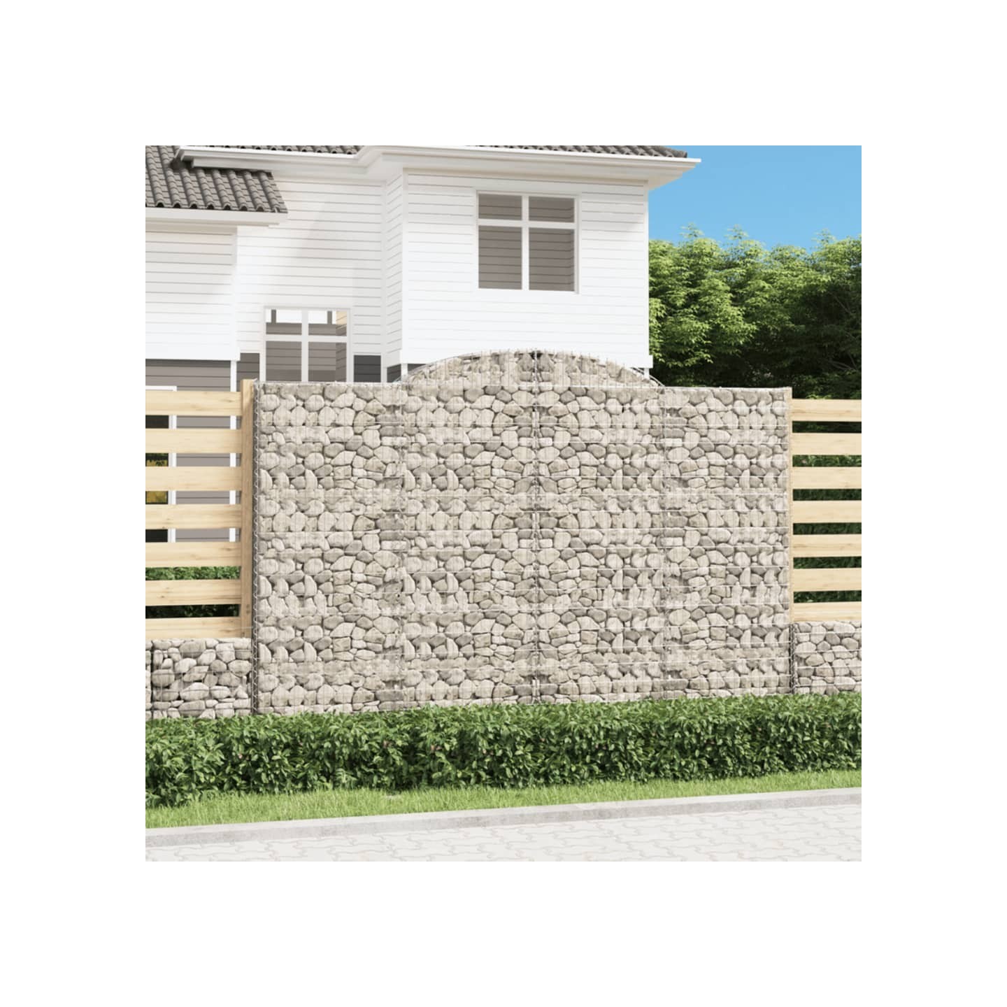 Paniers à gabions arqués 5 pcs 300x50x200/220 cm fer galvanisé