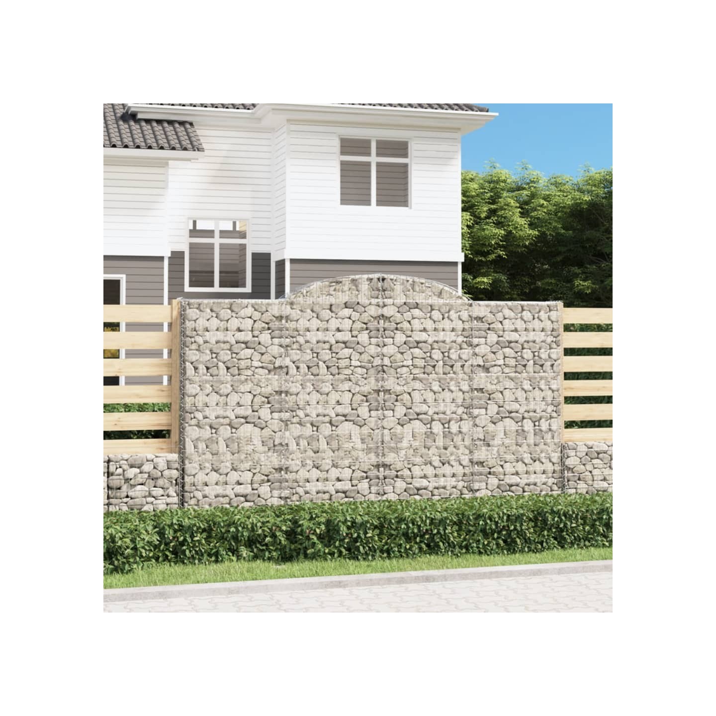 Paniers à gabions arqués 17 pcs 300x50x180/200 cm fer galvanisé