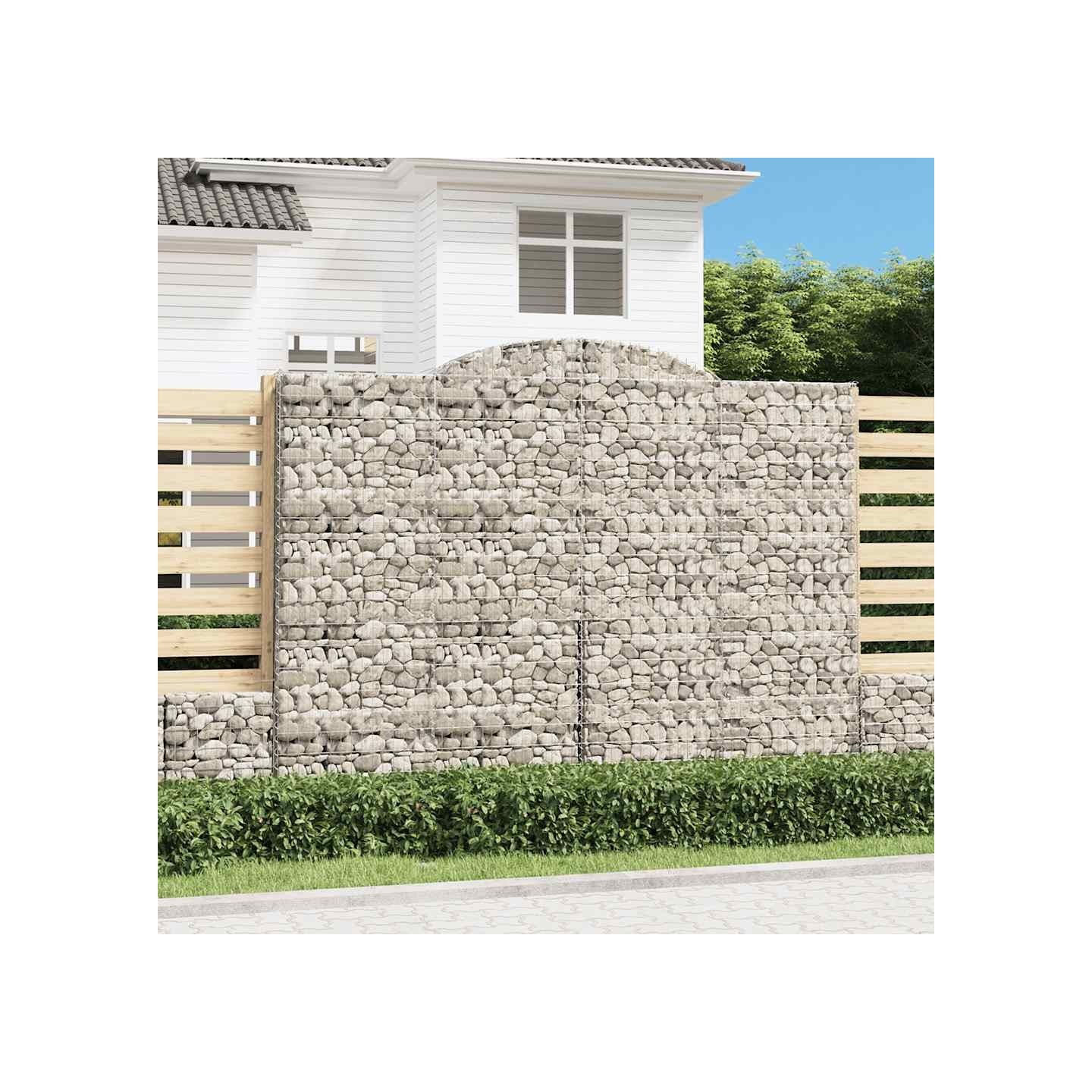 Paniers à gabions arqués 4 pcs 300x50x220/240 cm fer galvanisé