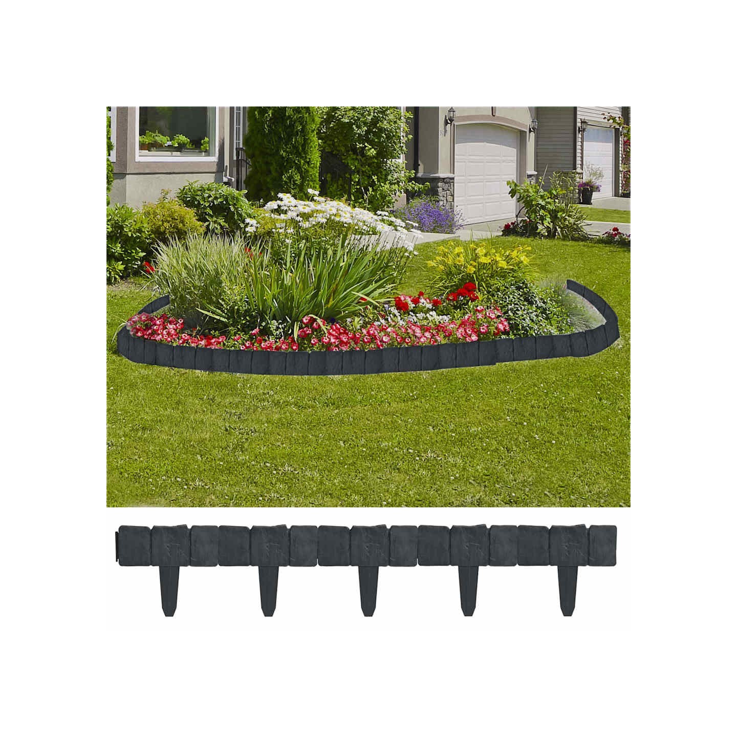 Clôture de jardin Aspect de pierre 41 pcs Plastique 10 m