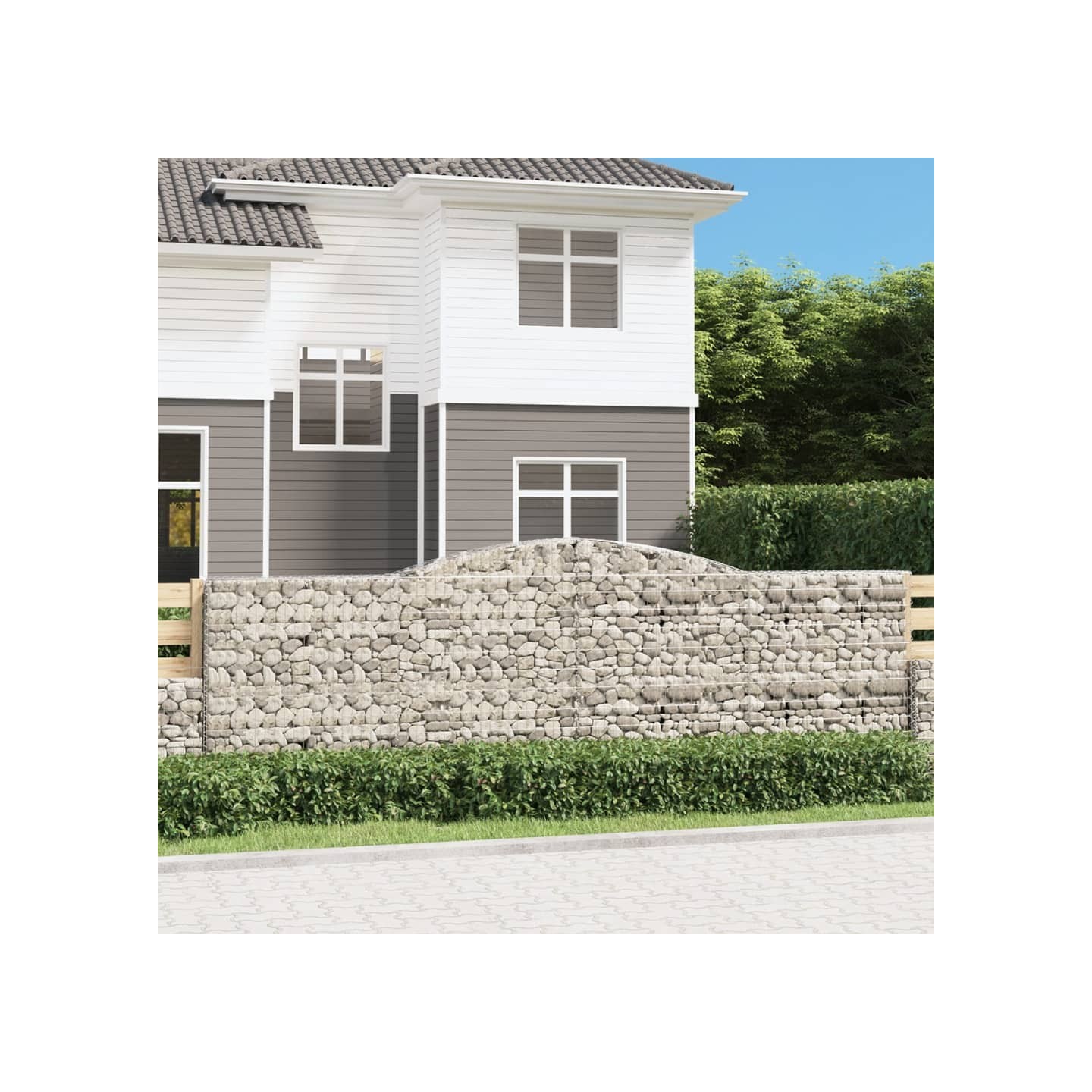 Paniers à gabions arqués 2 pcs 400x30x120/140 cm Fer galvanisé