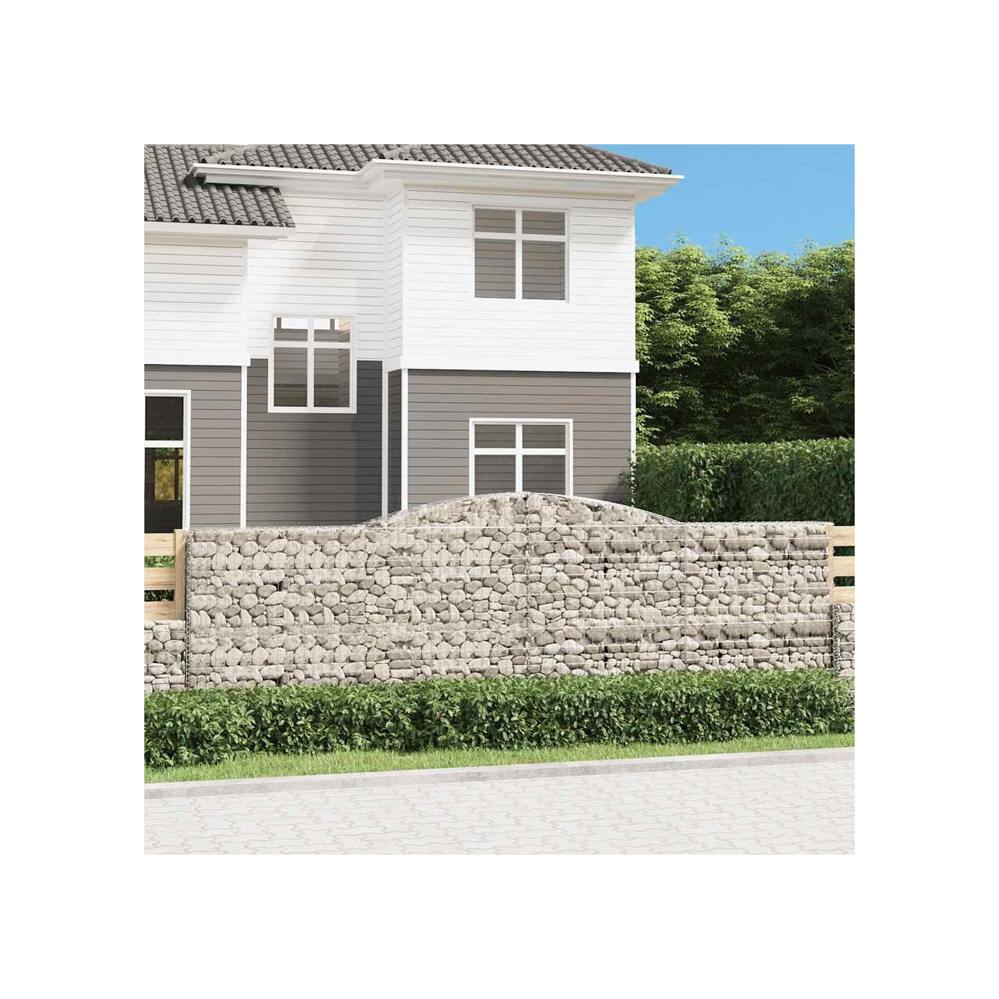 Paniers à gabions arqués 6 pcs 400x50x120/140 cm Fer galvanisé